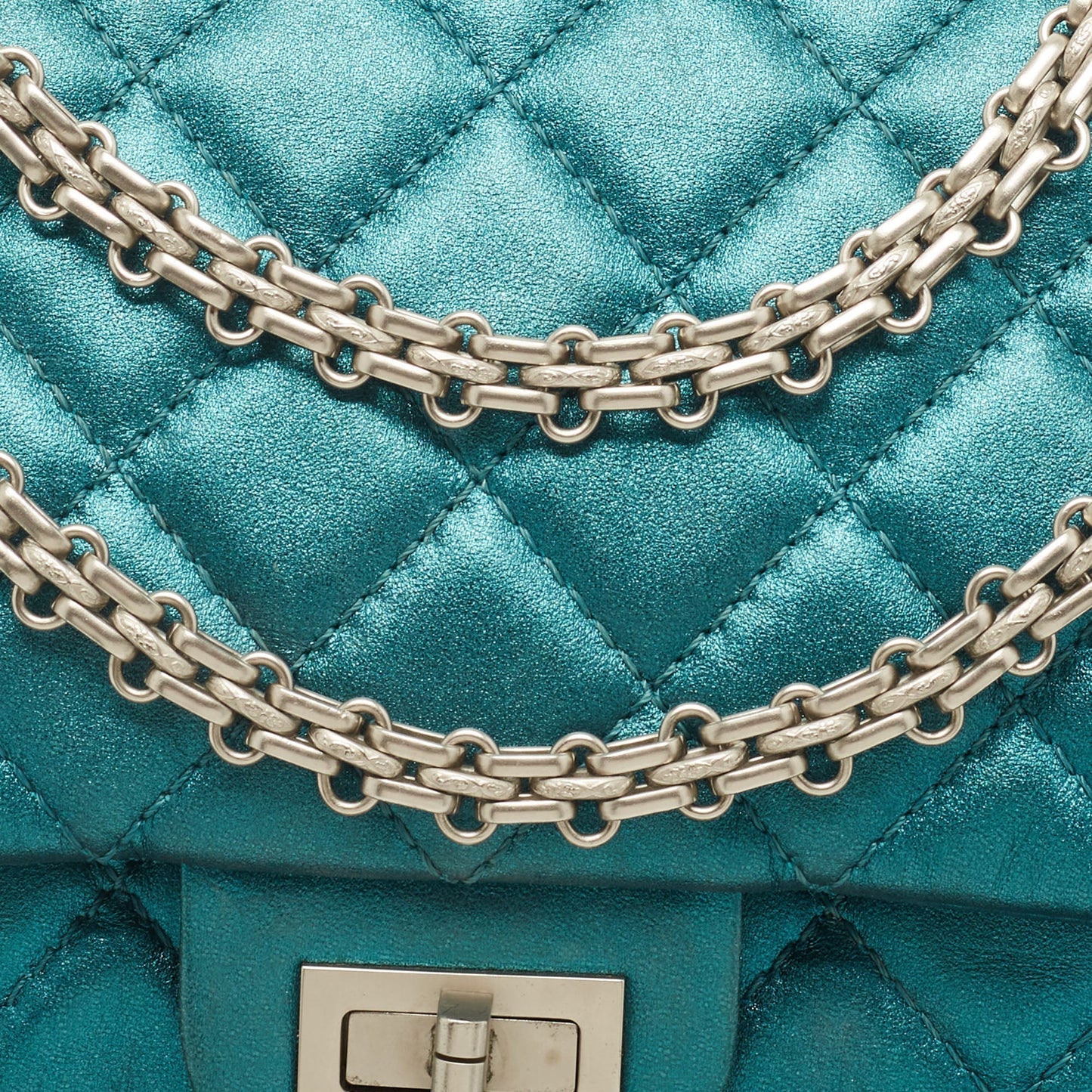 CHANEL Metallic Teal Green Quilted Leather Reissue 2.55 Classic 226 Flap Bag