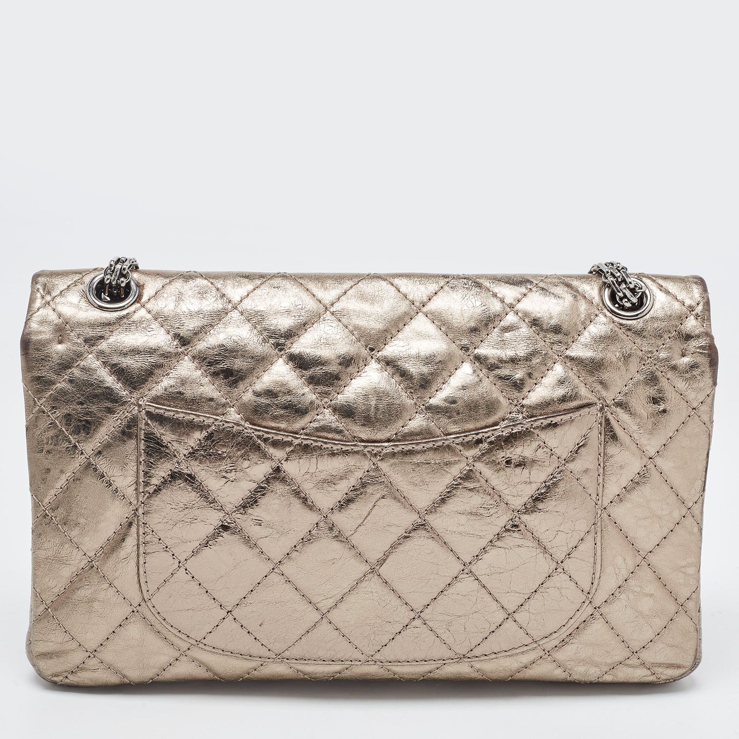 CHANEL Metallic Quilted Aged Leather Reissue 2.55 Classic 226 Flap Bag