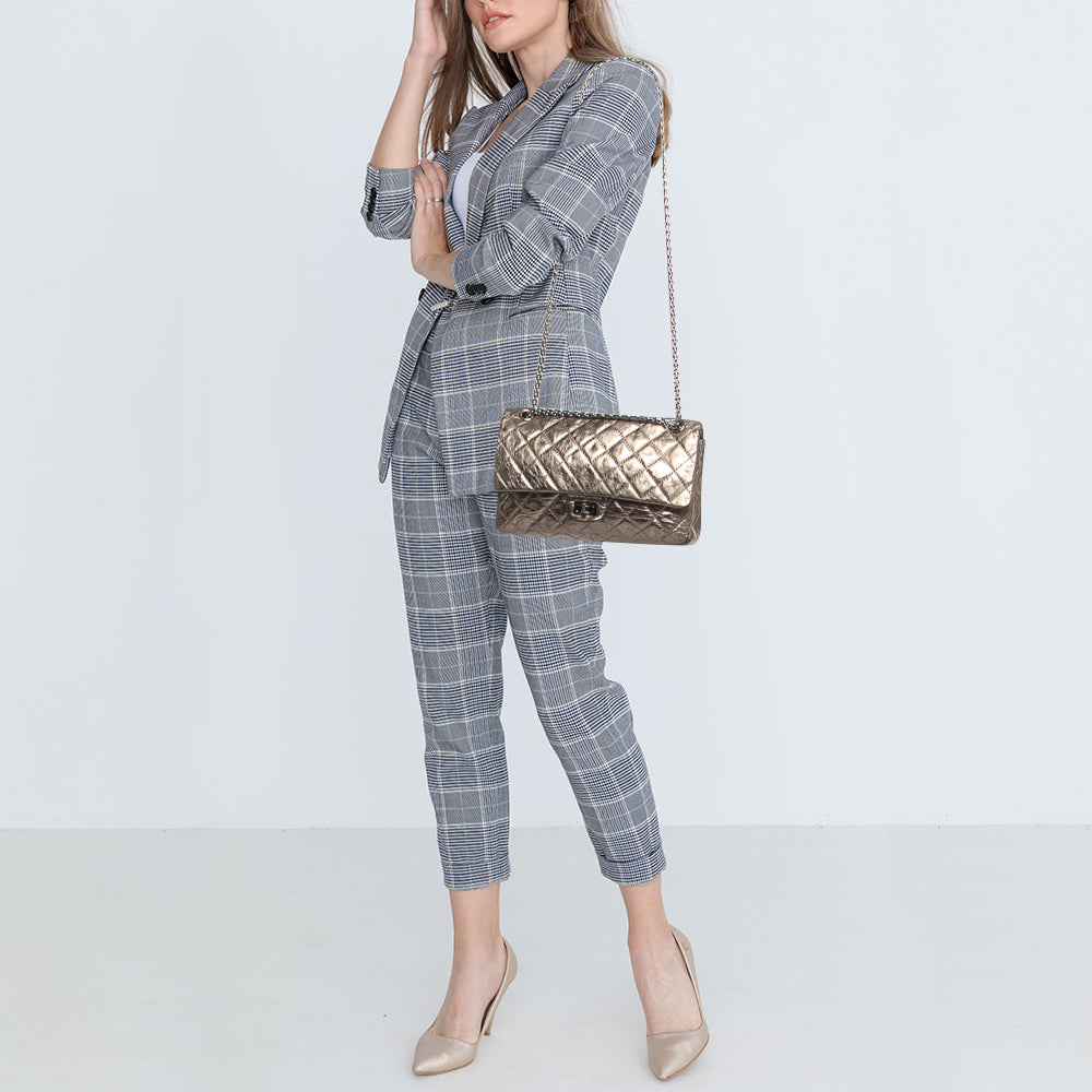 CHANEL Metallic Quilted Aged Leather Reissue 2.55 Classic 226 Flap Bag