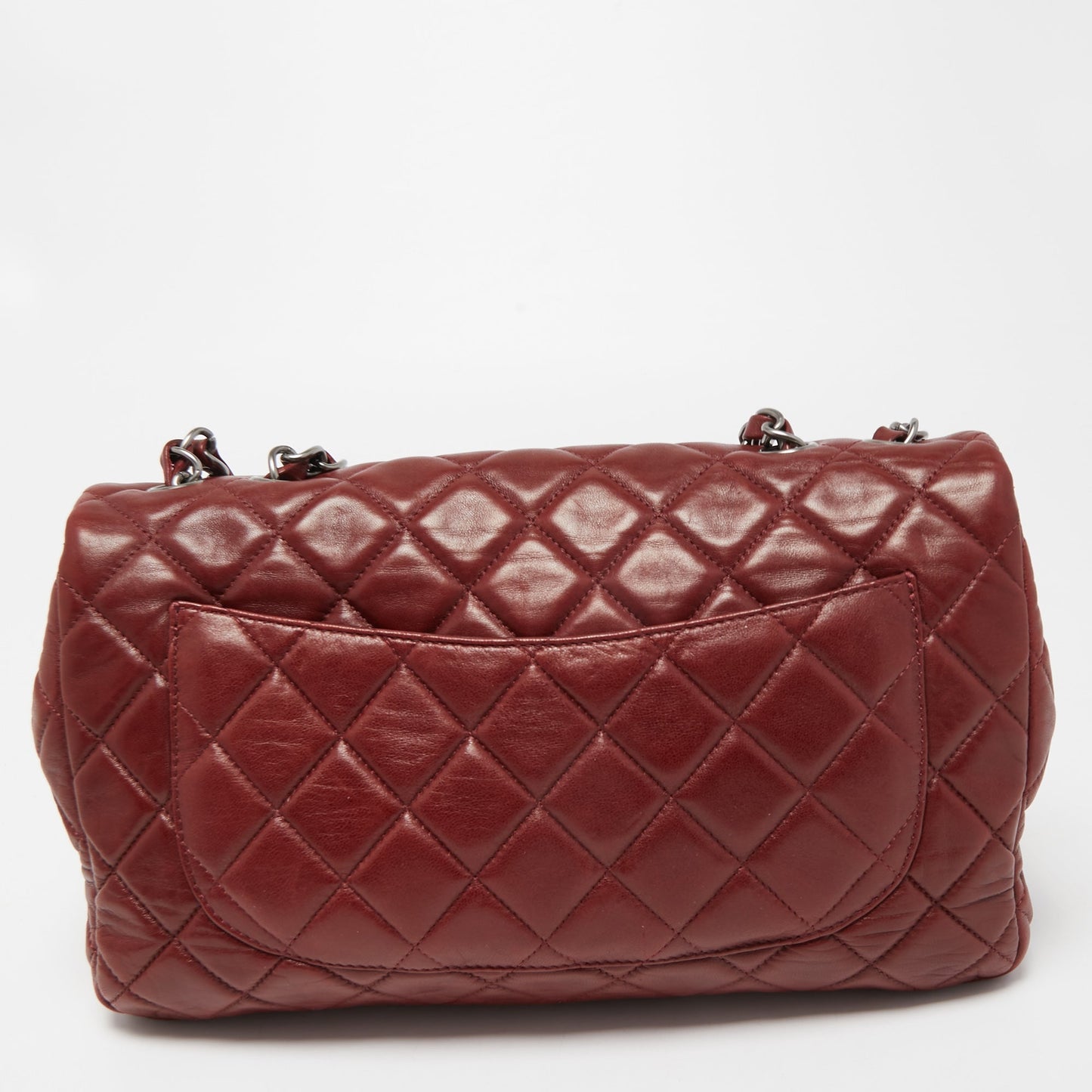 CHANEL Red Quilted Leather Jumbo Classic Single Flap Bag