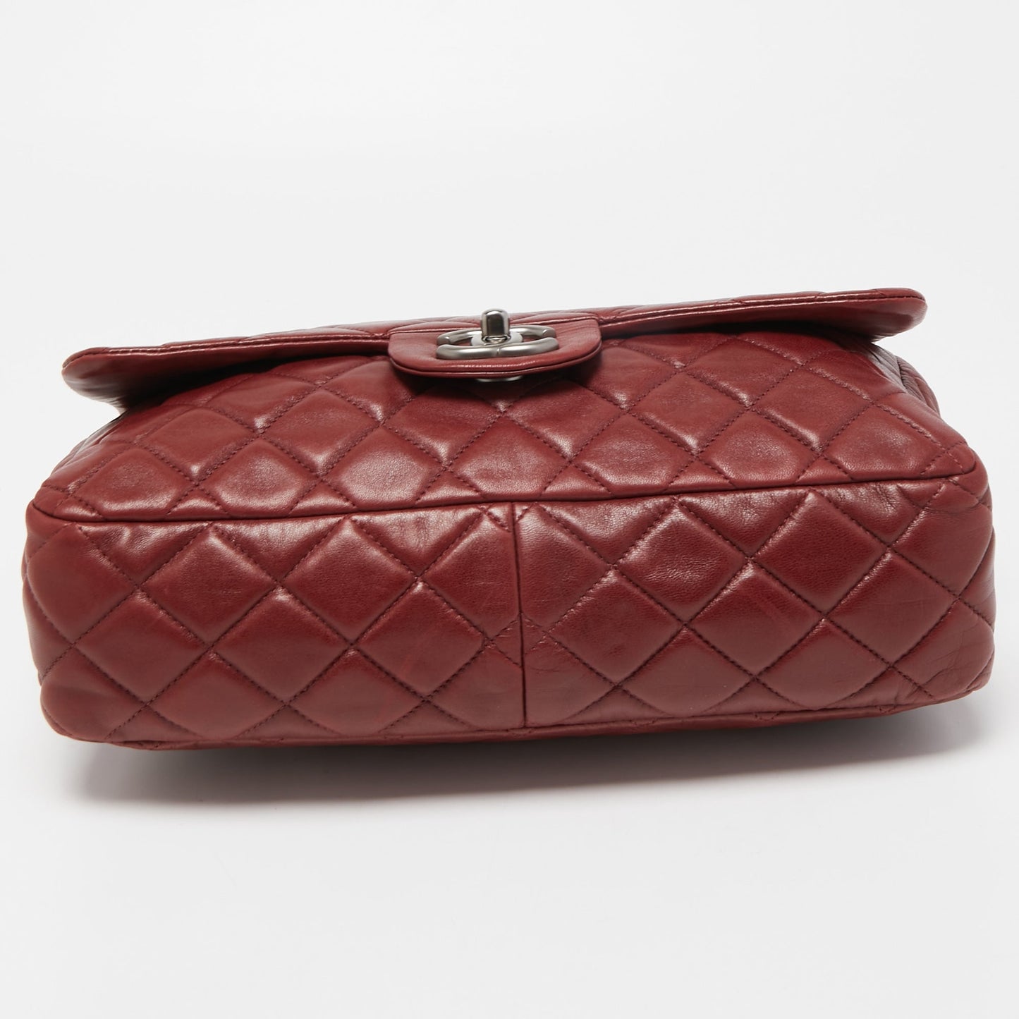 CHANEL Red Quilted Leather Jumbo Classic Single Flap Bag