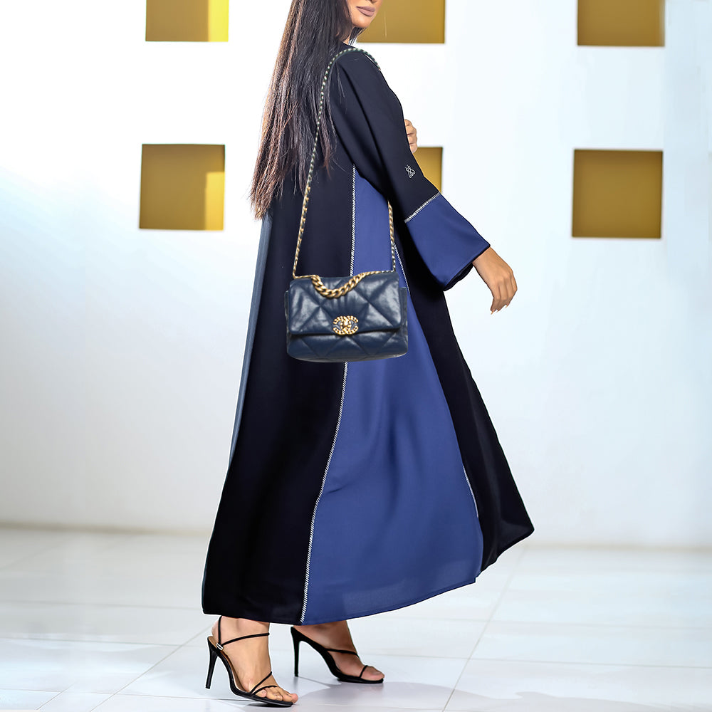 CHANEL Blue Quilted Leather Medium 19 Flap Bag