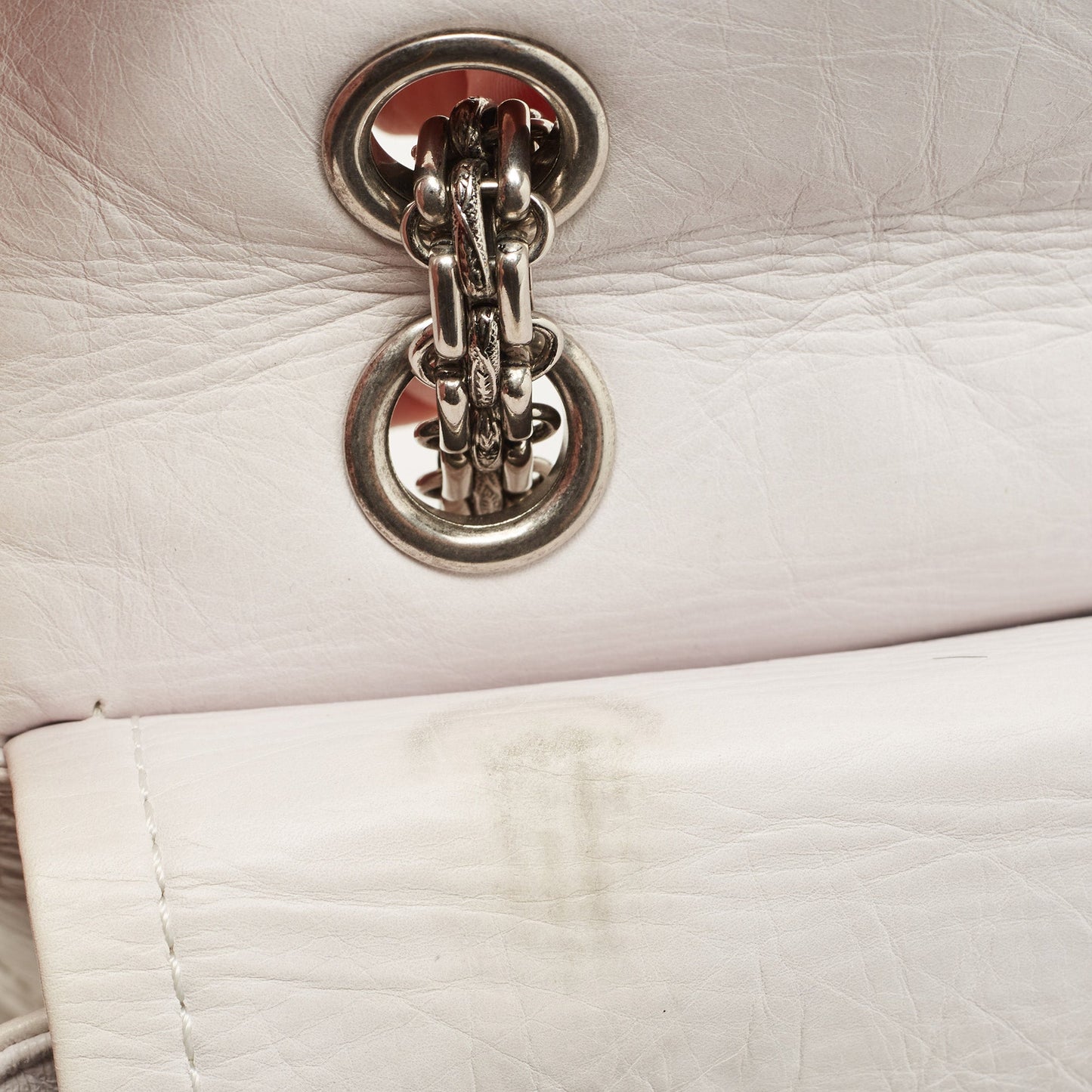 CHANEL White Quilted Aged Leather Reissue 2.55 Classic 227 Flap Bag