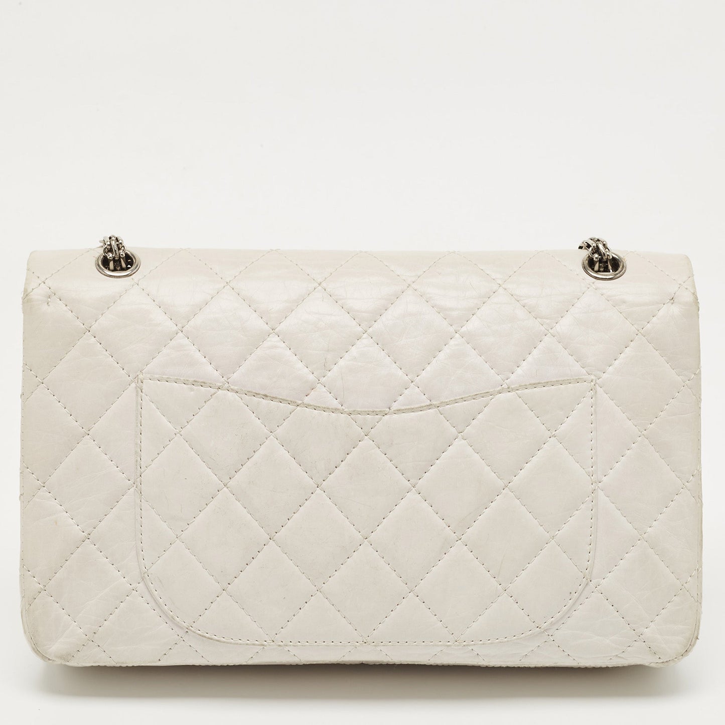 CHANEL White Quilted Aged Leather Reissue 2.55 Classic 227 Flap Bag