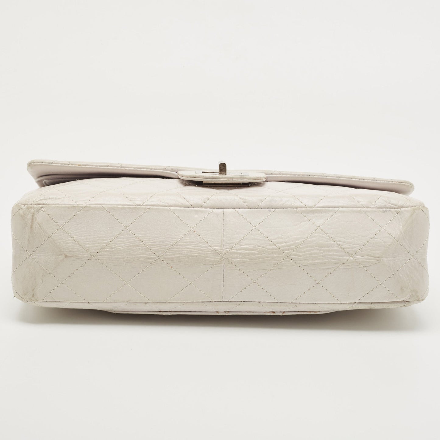 CHANEL White Quilted Aged Leather Reissue 2.55 Classic 227 Flap Bag