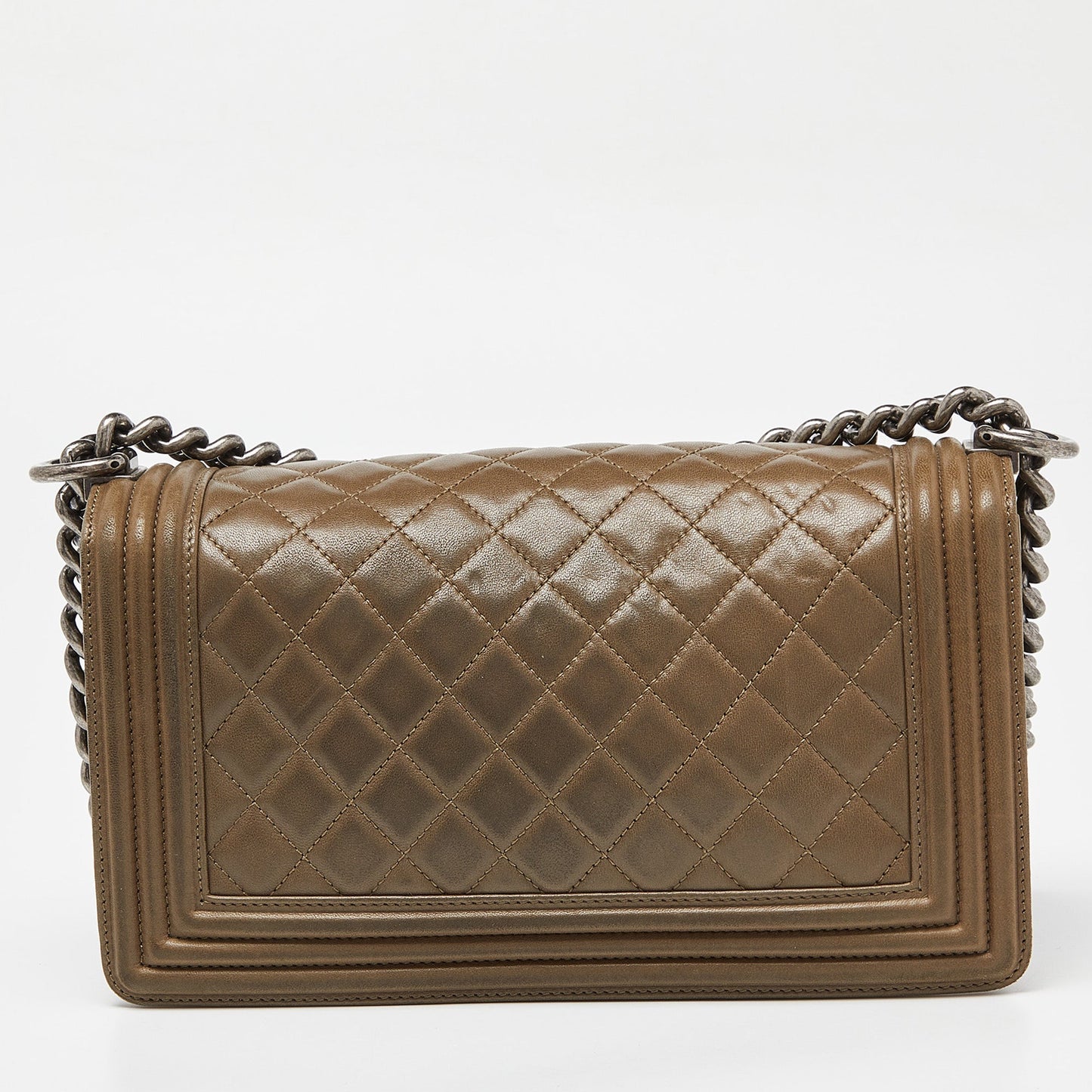 CHANEL Green Quilted Leather Medium Boy Flap Bag