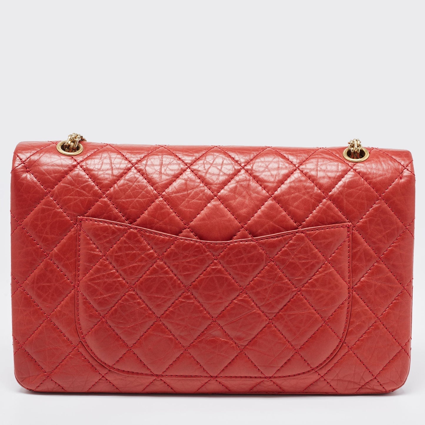 CHANEL Red Quilted Aged Leather Reissue 2.55 Classic 227 Flap Bag