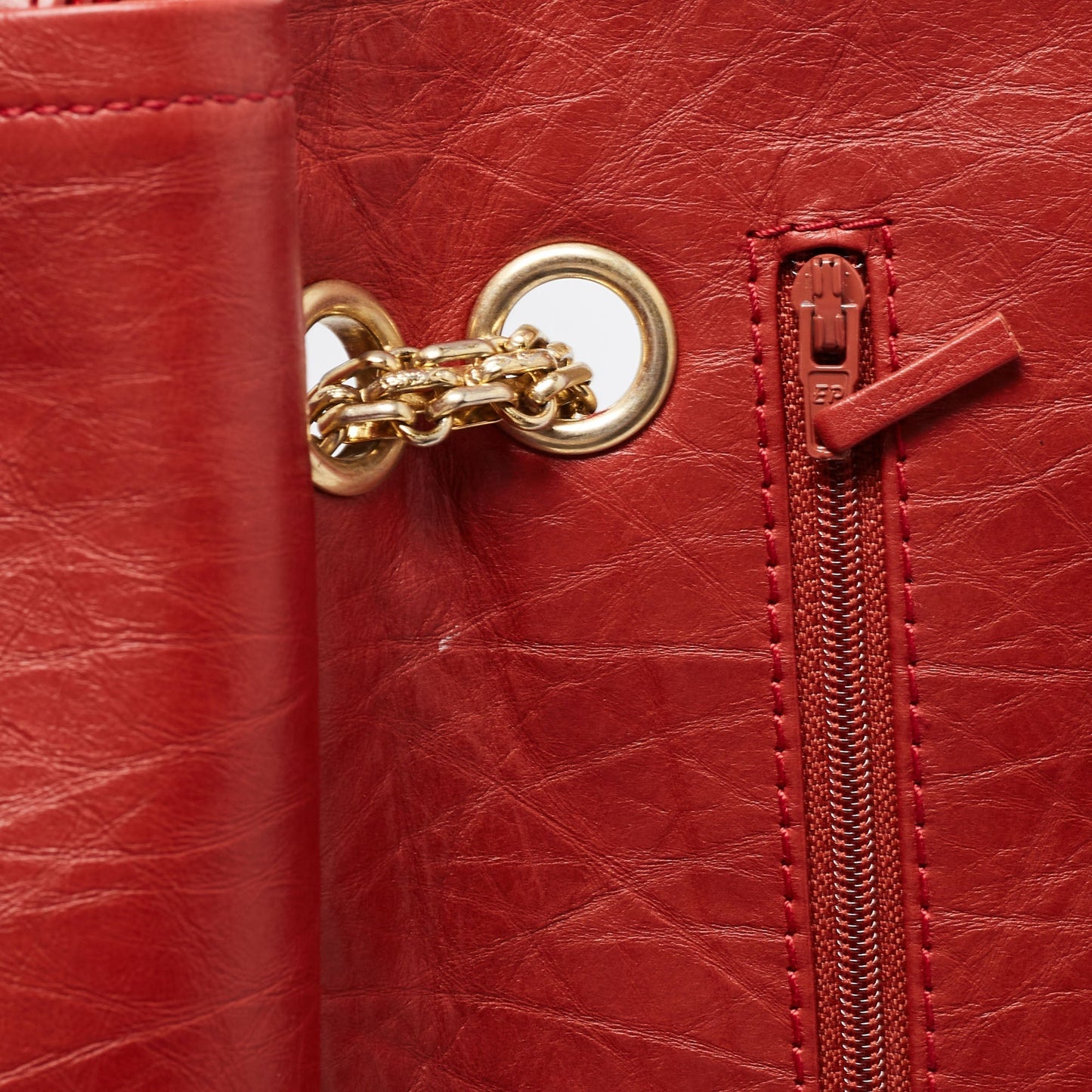 CHANEL Red Quilted Aged Leather Reissue 2.55 Classic 227 Flap Bag