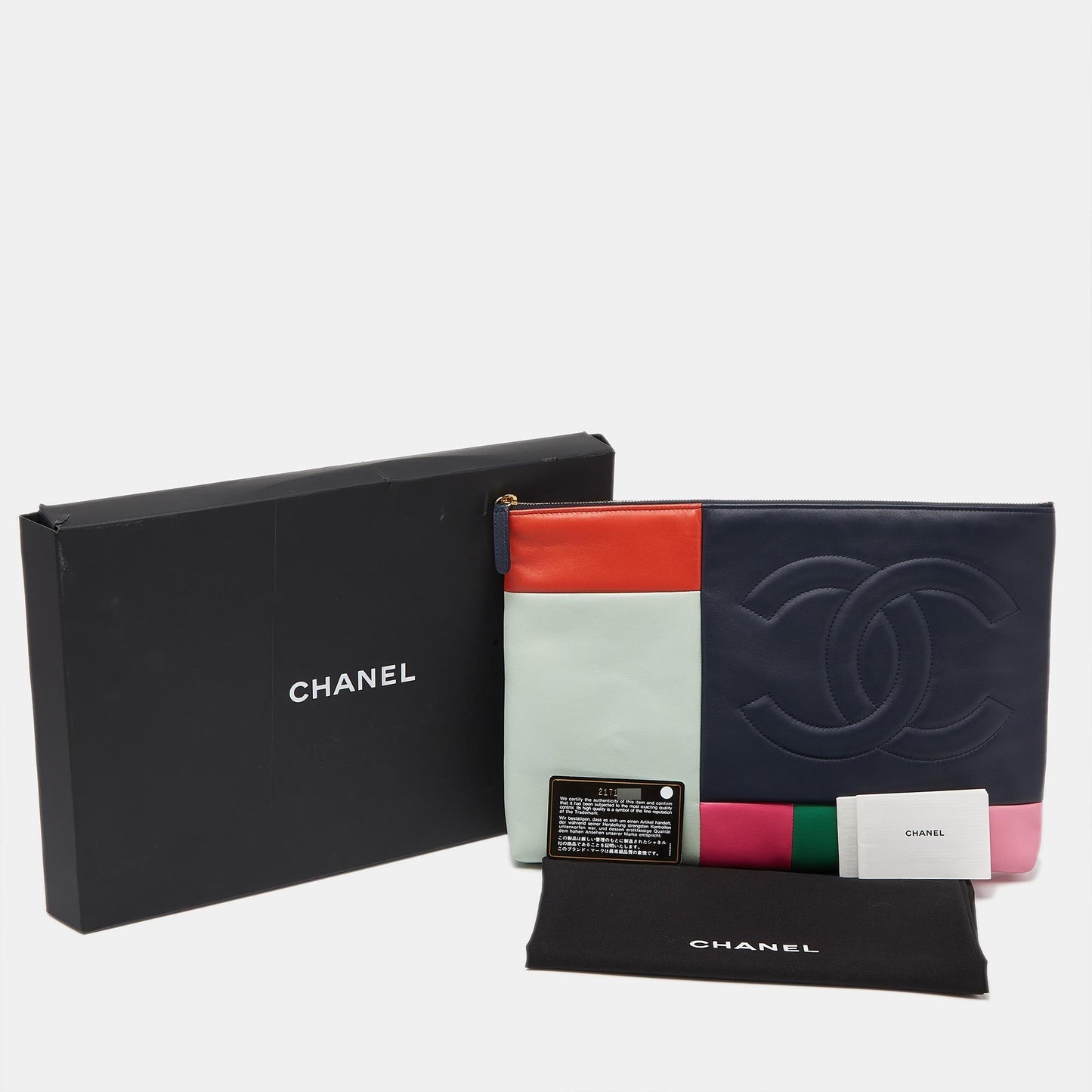 CHANEL Multicolor Leather CC Patchwork O-Case Clutch