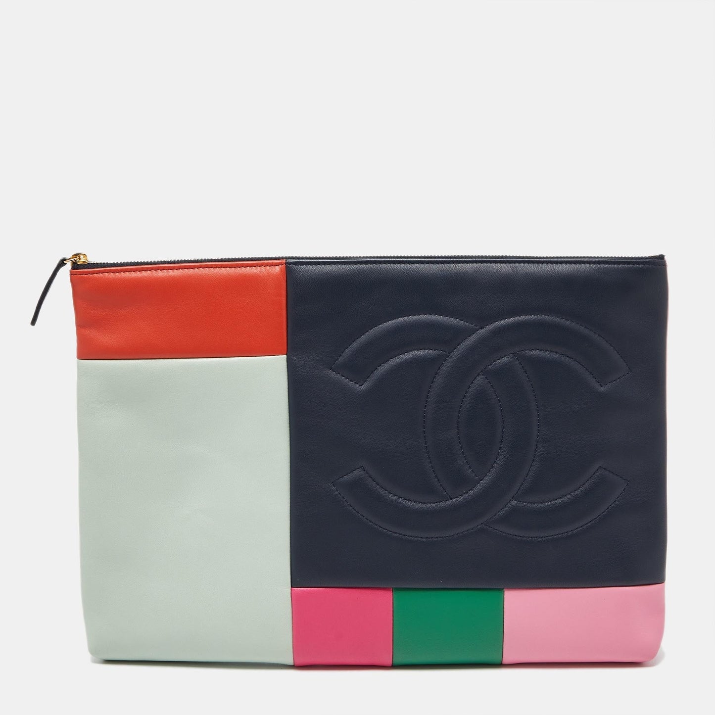 CHANEL Multicolor Leather CC Patchwork O-Case Clutch