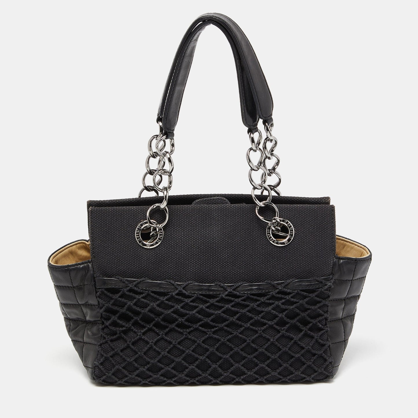 CHANEL Black Choco Bar Leather and Canvas Mesh CC Bag