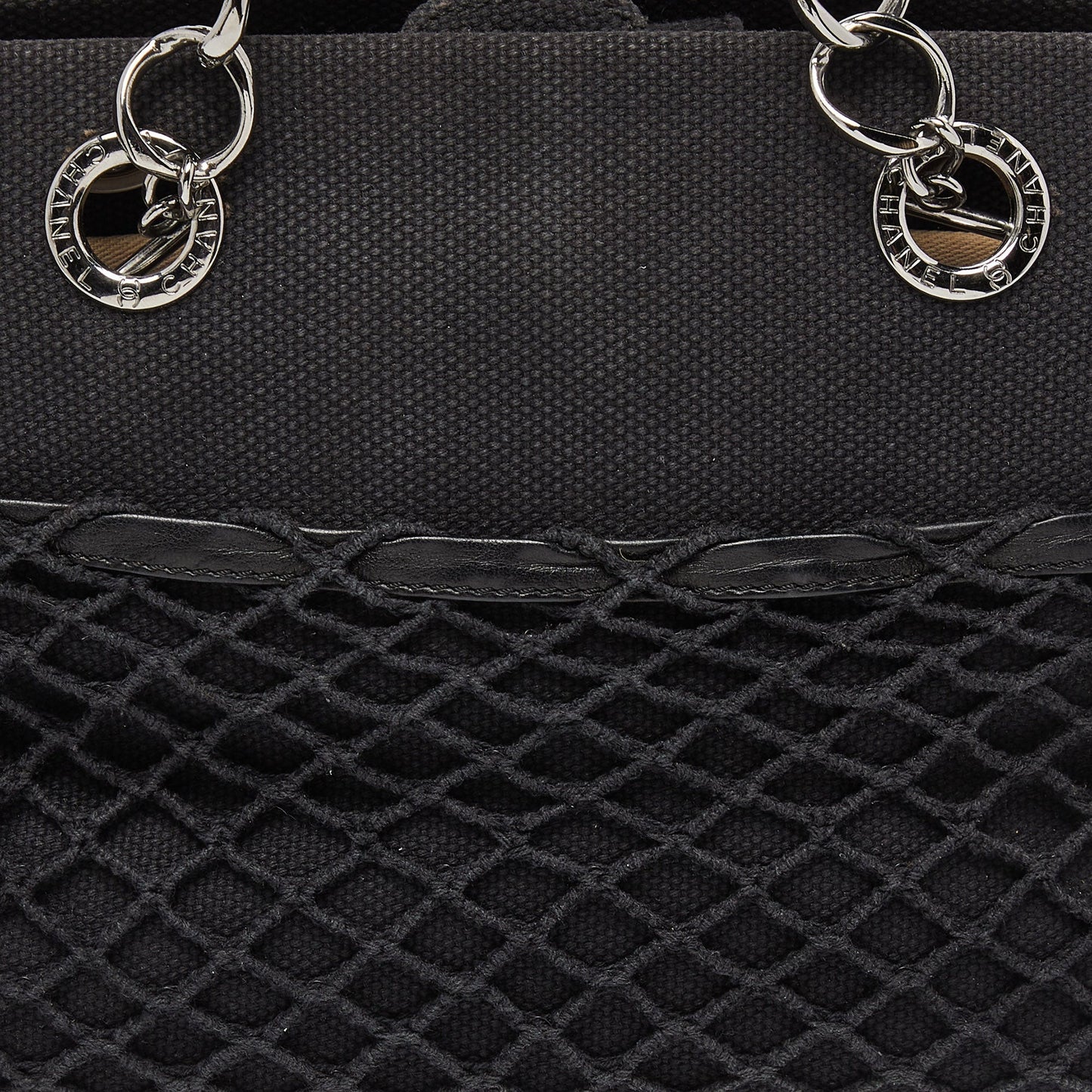 CHANEL Black Choco Bar Leather and Canvas Mesh CC Bag