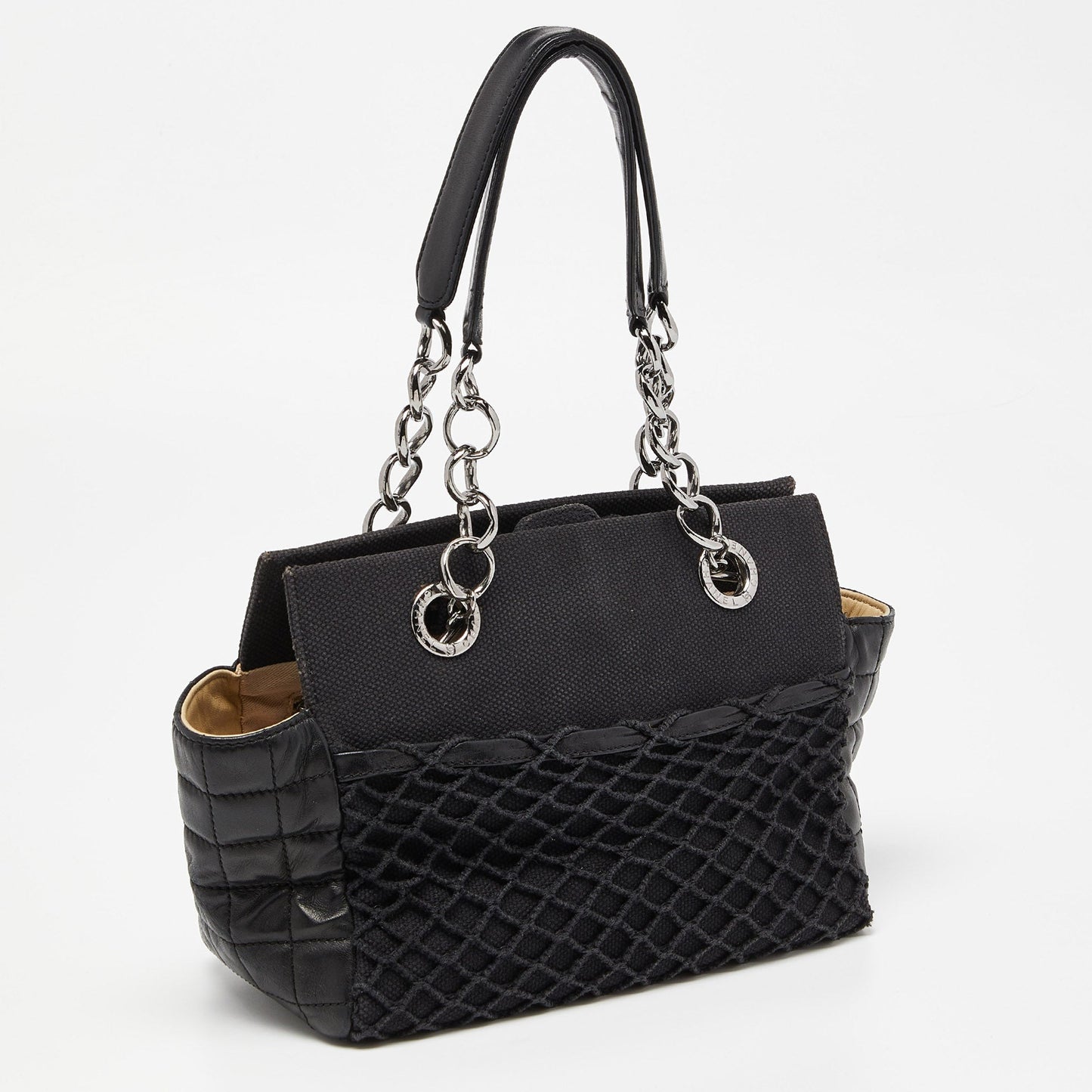 CHANEL Black Choco Bar Leather and Canvas Mesh CC Bag