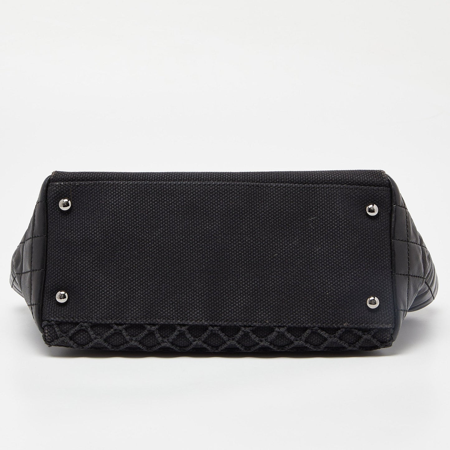 CHANEL Black Choco Bar Leather and Canvas Mesh CC Bag