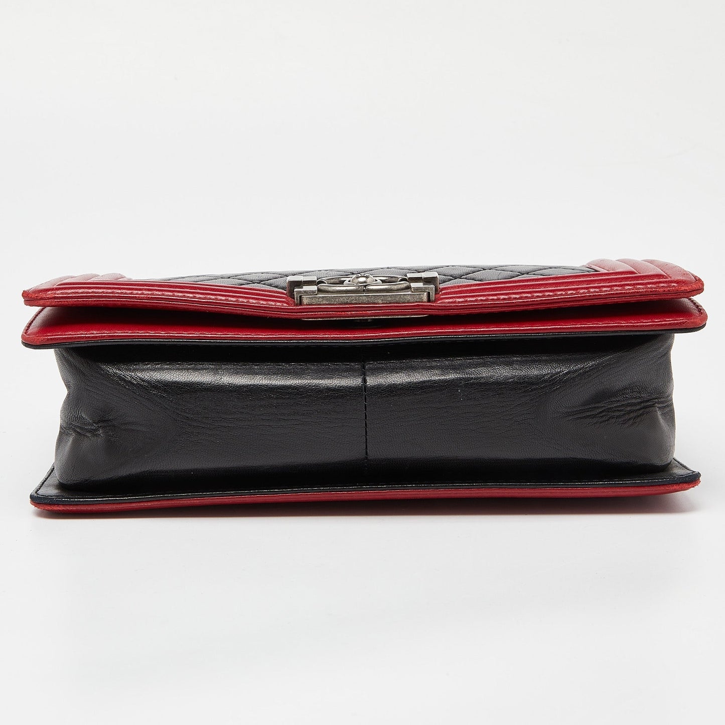 CHANEL Black/Red Quilted Leather Medium Boy Flap Bag