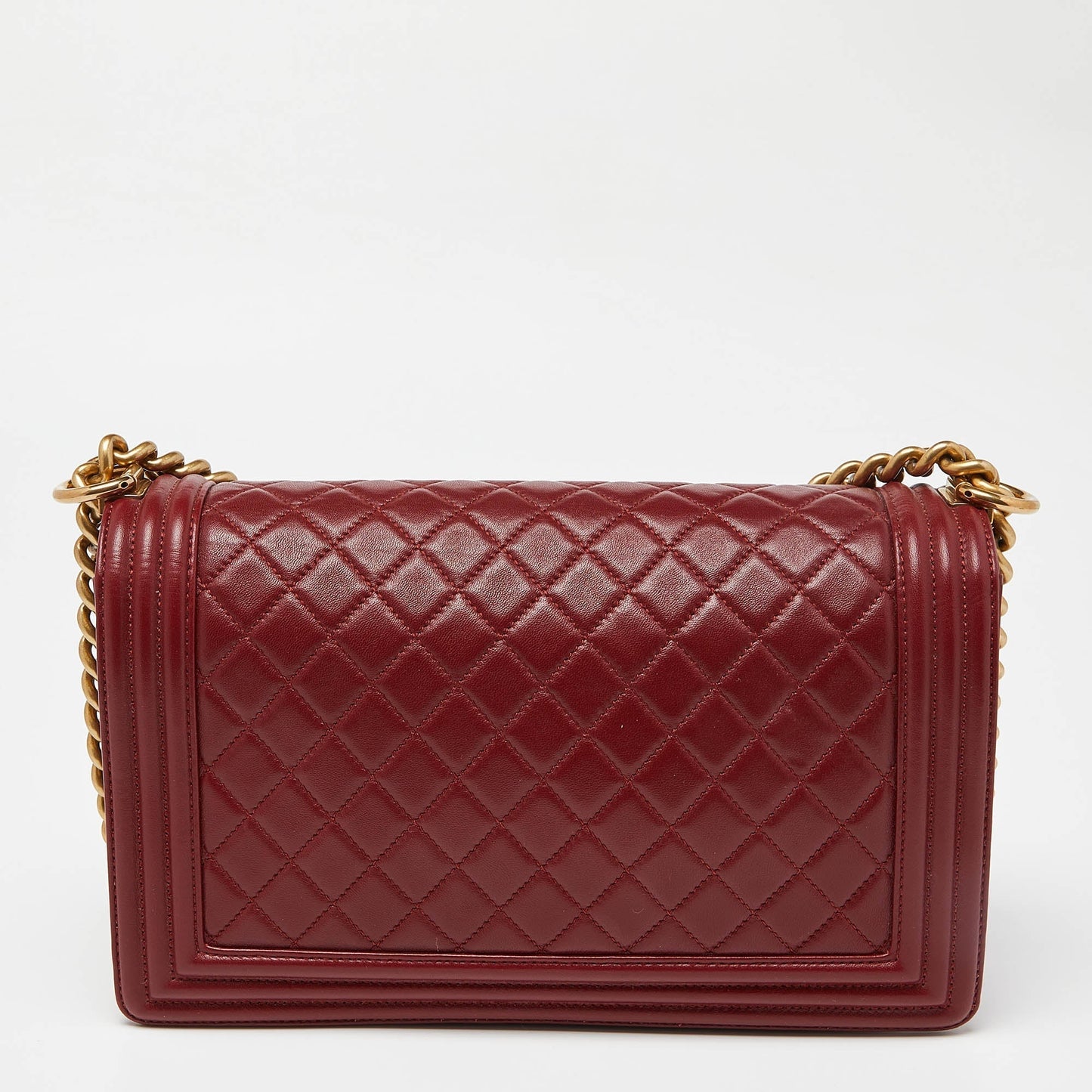 CHANEL Red Quilted Leather New Medium Boy Shoulder Bag