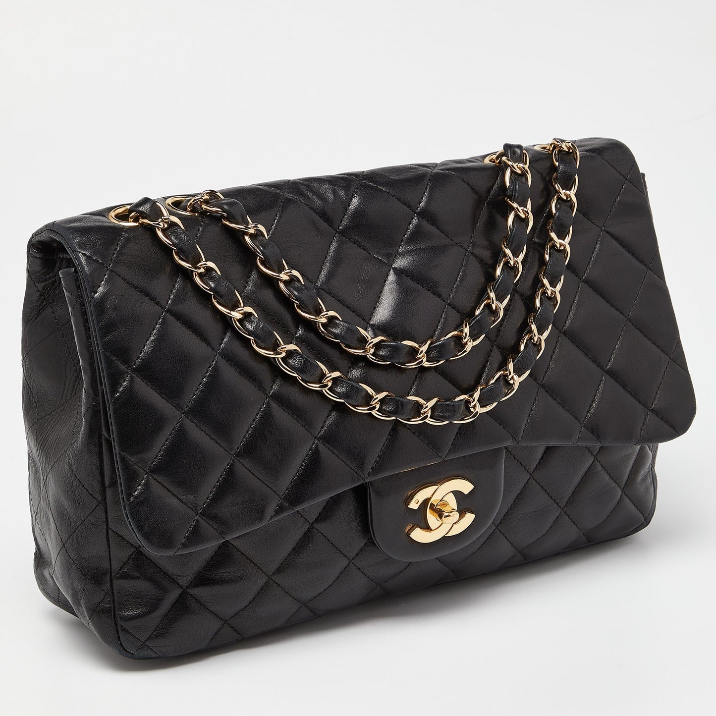 CHANEL Black Quilted Leather Jumbo Classic Single Flap Bag