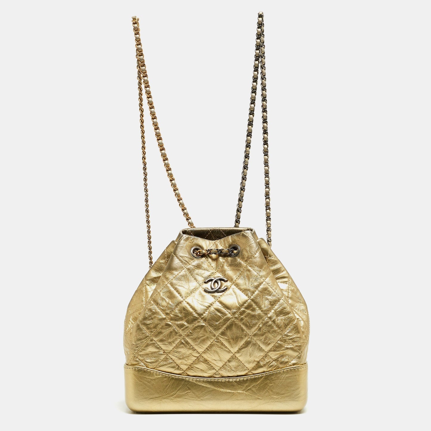 CHANEL Gold Quilted Leather Small Gabrielle Backpack