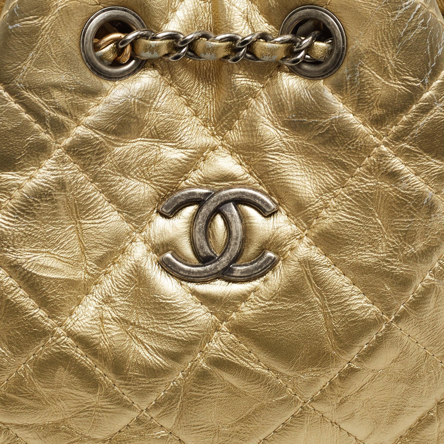 CHANEL Gold Quilted Leather Small Gabrielle Backpack