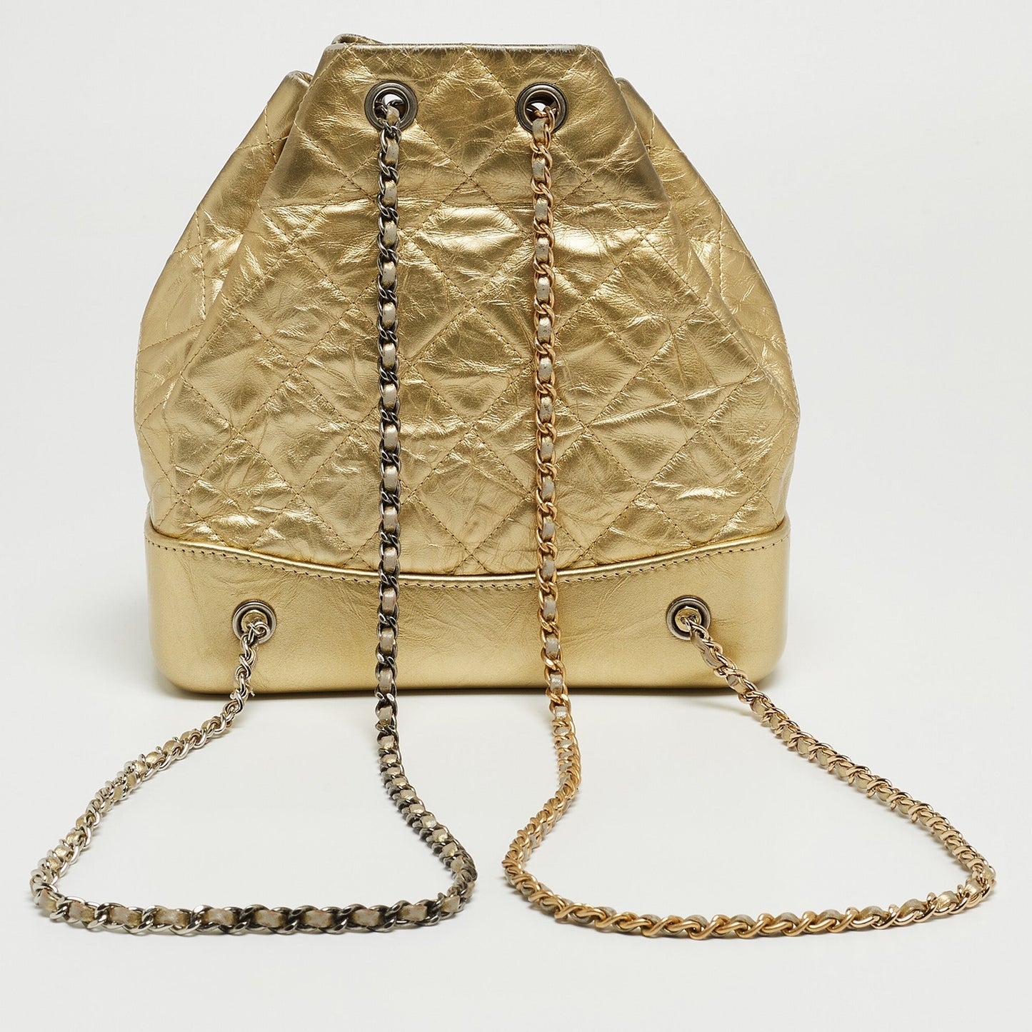 CHANEL Gold Quilted Leather Small Gabrielle Backpack