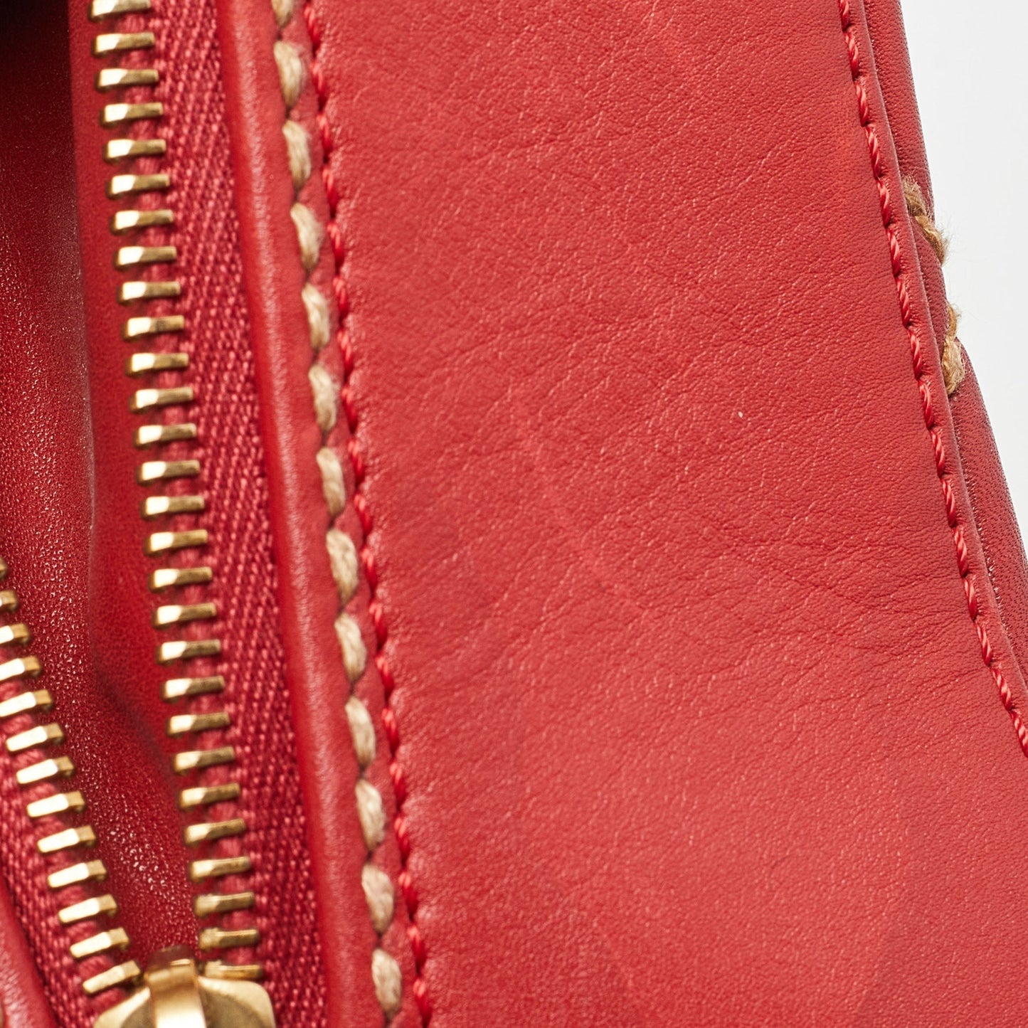 CHANEL Red Quilted Leather Surpique Bowler Bag