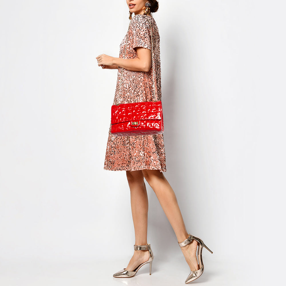 CHANEL Red Puzzle Patent Leather Classic 226 Reissue 2.55 Flap Bag