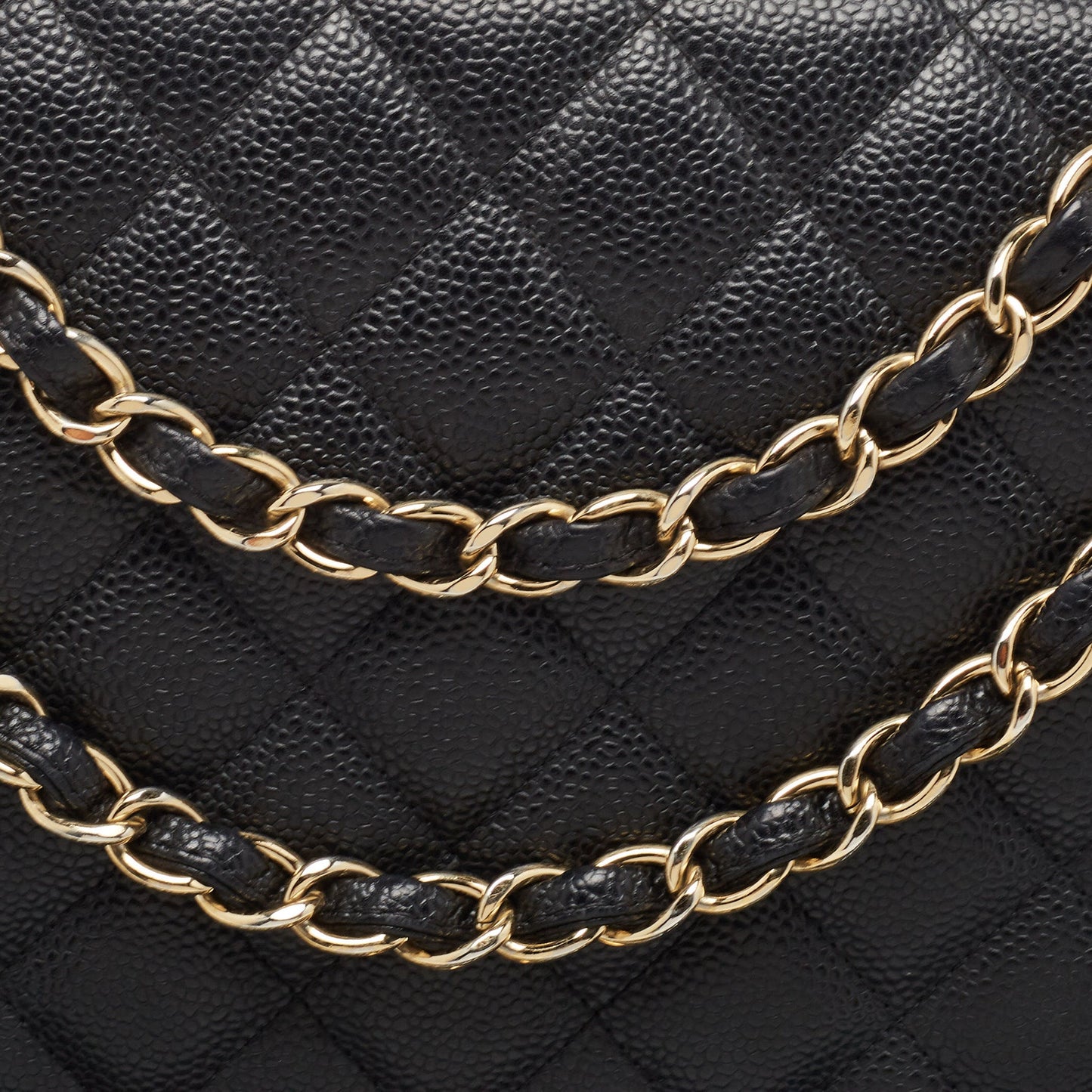 CHANEL Black Quilted Caviar Leather Maxi Classic Single Flap Bag