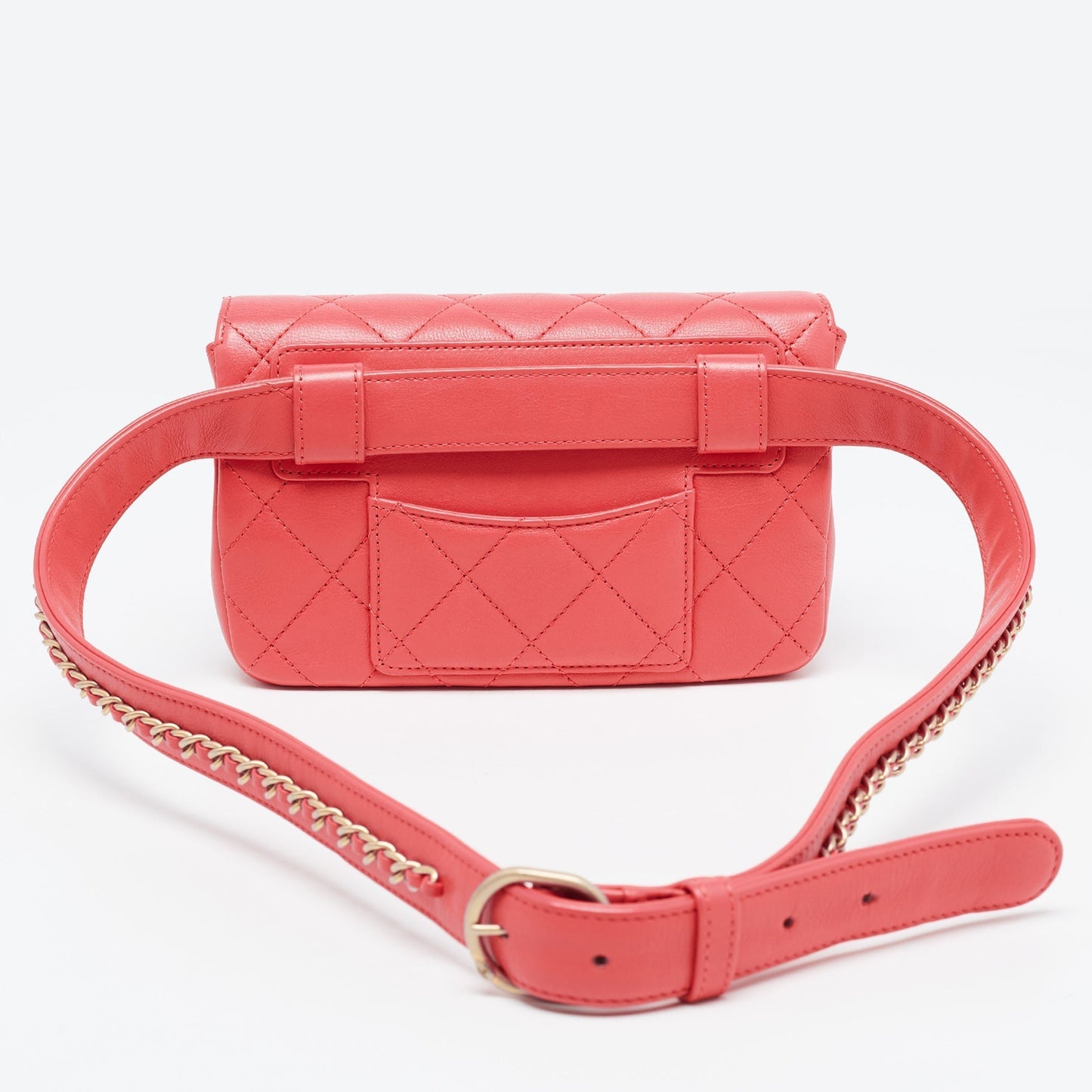 CHANEL Orange Quilted Leather Envelope Flap Waist Bag