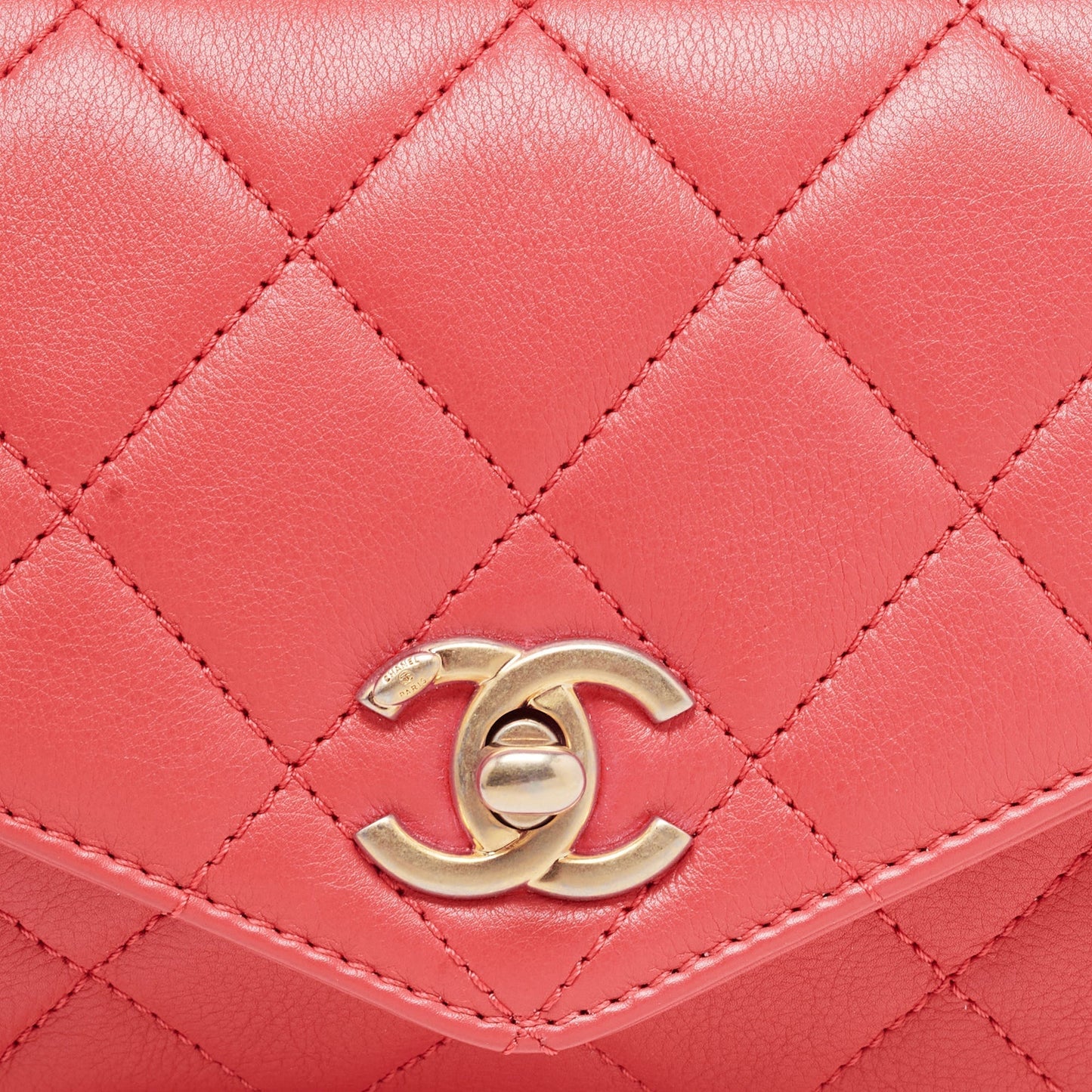 CHANEL Orange Quilted Leather Envelope Flap Waist Bag
