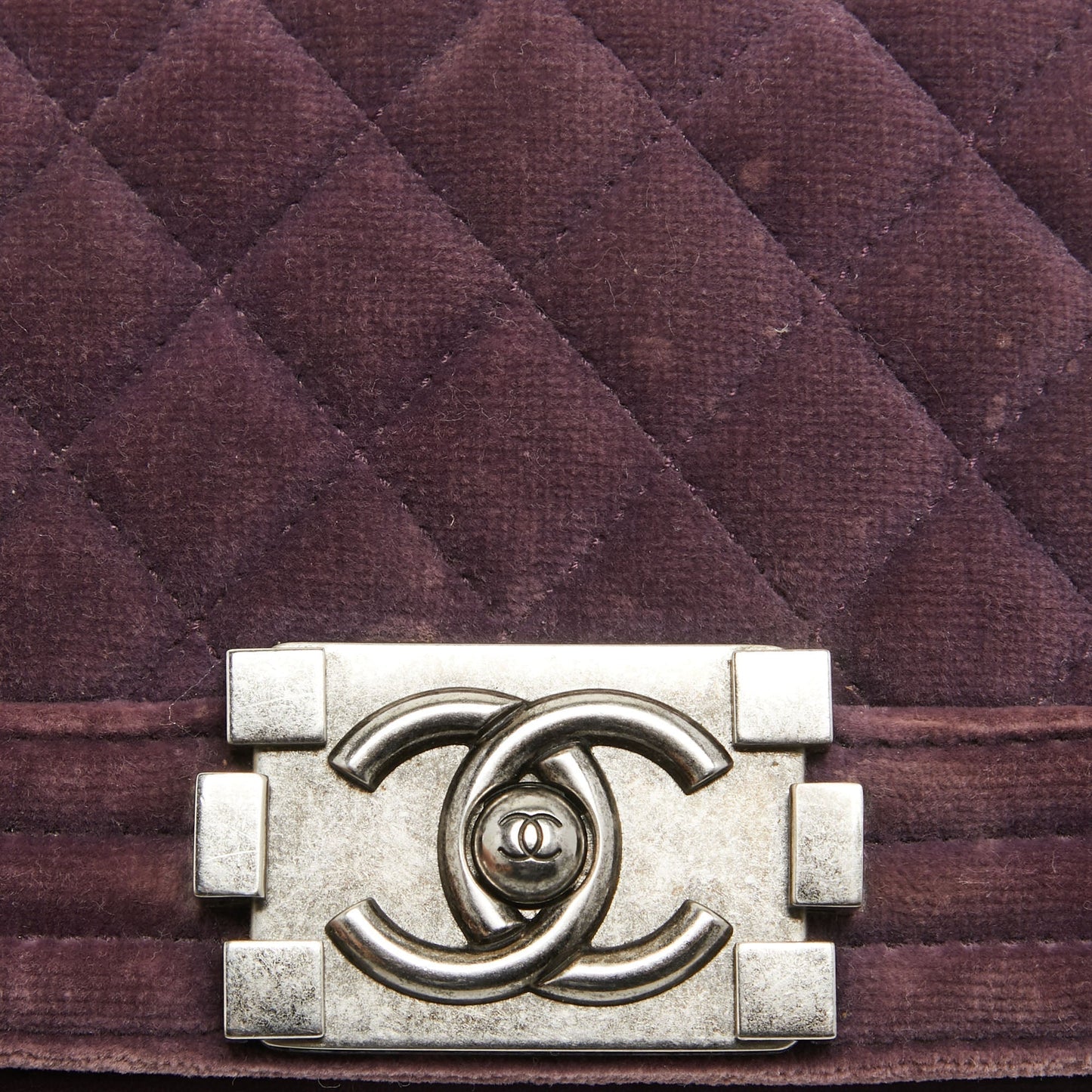 CHANEL Purple Velvet Small Boy Bag