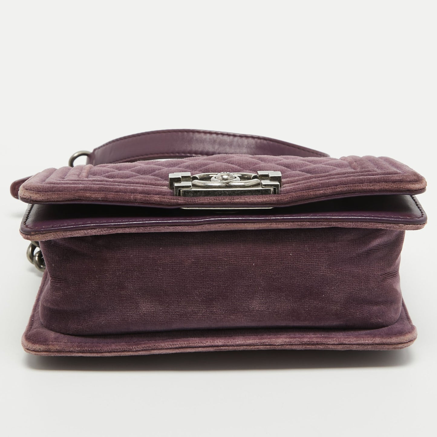 CHANEL Purple Velvet Small Boy Bag