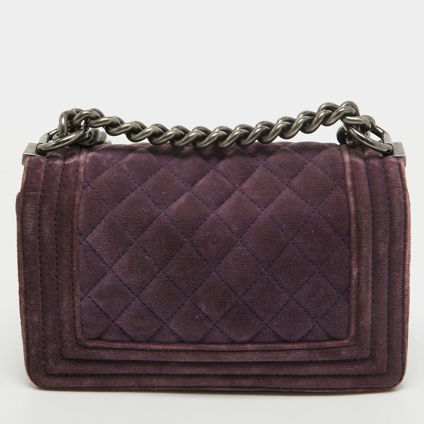 CHANEL Purple Velvet Small Boy Bag