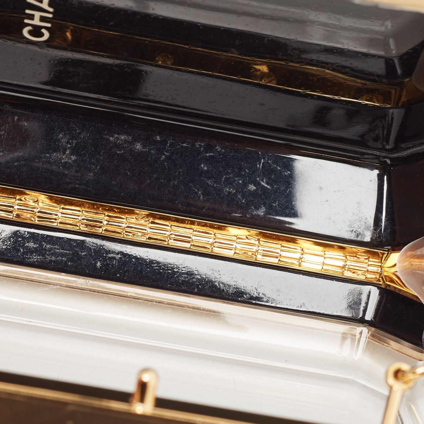 CHANEL Gold Premiere Plexiglass Minaudiere Clutch Bag