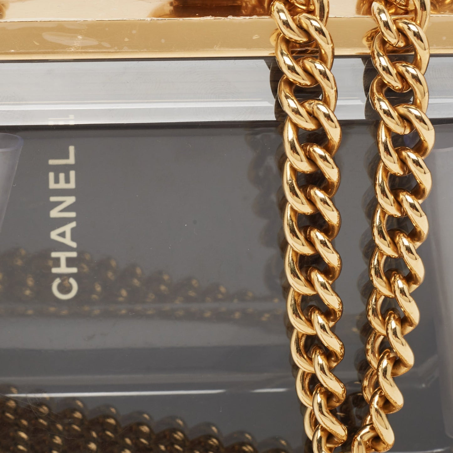 CHANEL Gold Premiere Plexiglass Minaudiere Clutch Bag