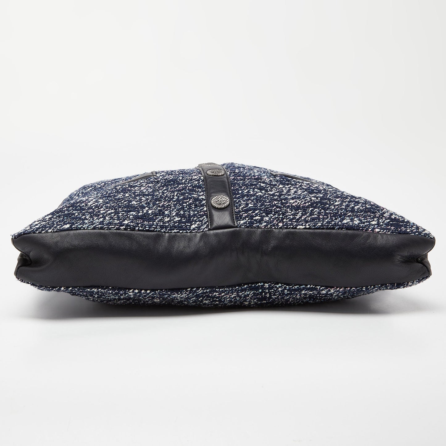 CHANEL Blue/Black Tweed and Leather Large Girl  Bag