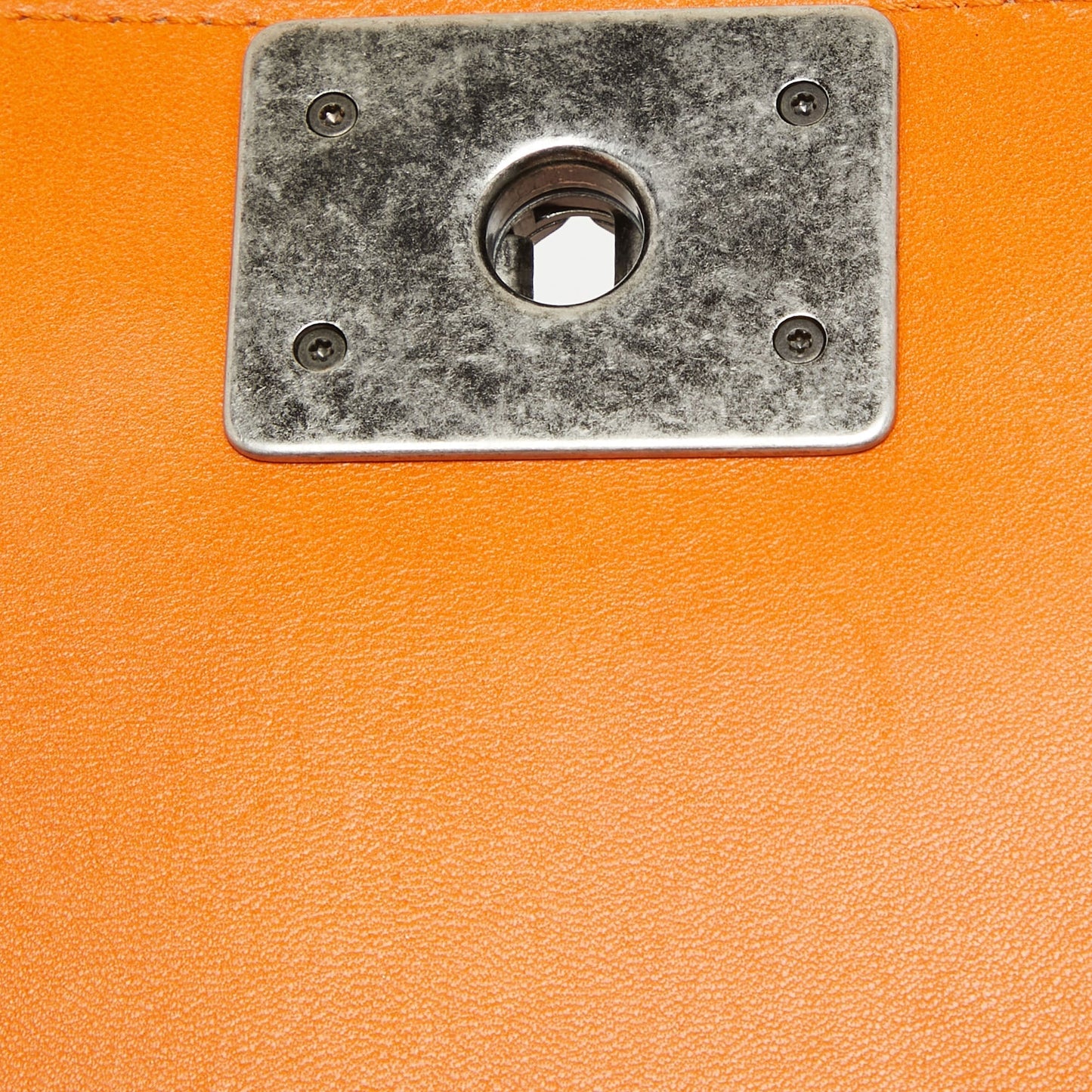 CHANEL Orange Quilted Leather New Medium Boy Bag