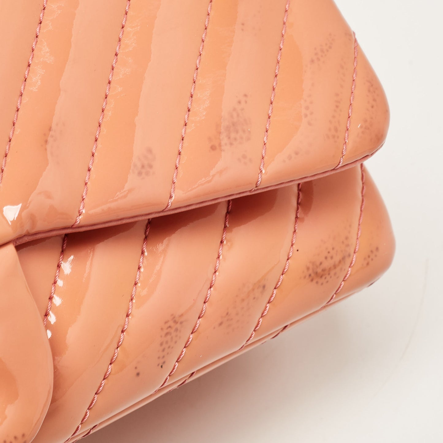 CHANEL Pink Chevron Patent Leather Jumbo Classic Single Flap Bag