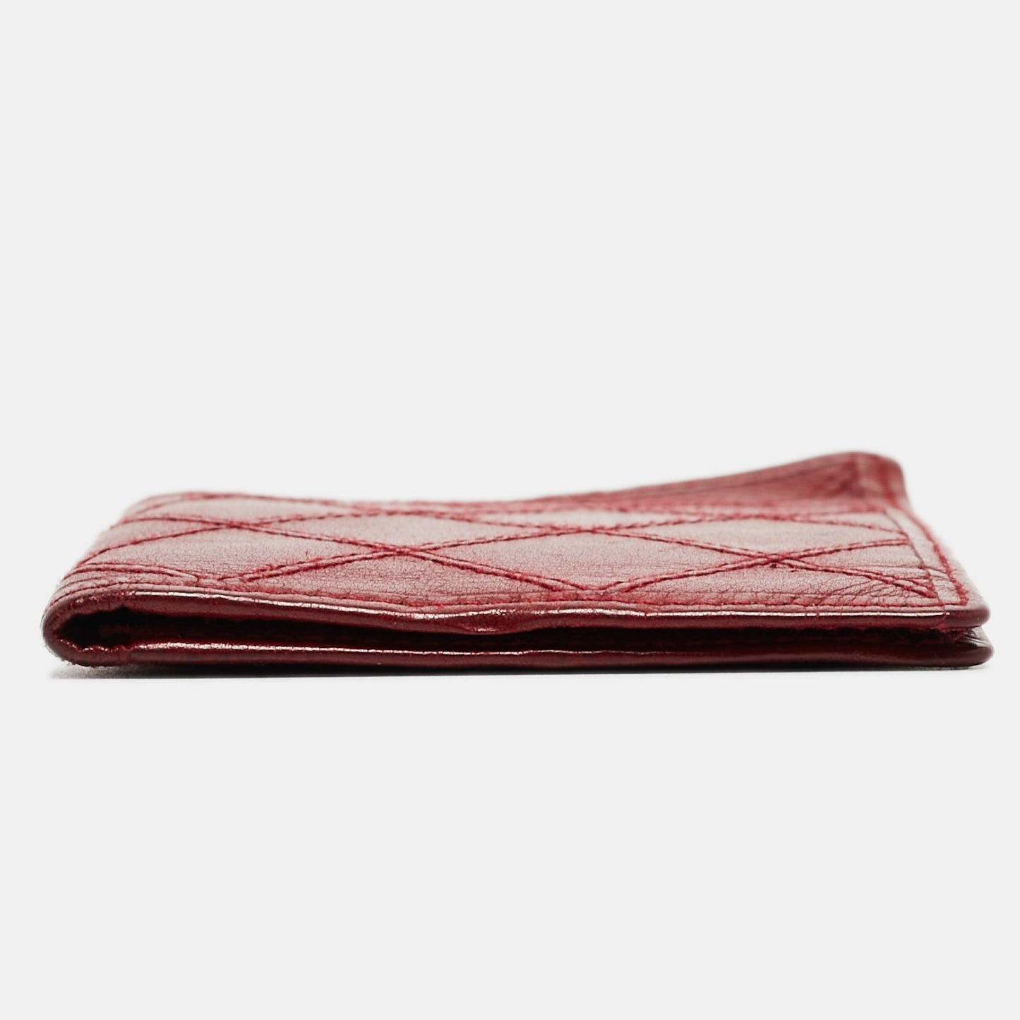 CHANEL Red Quilted Leather Vintage Bifold Card Holder