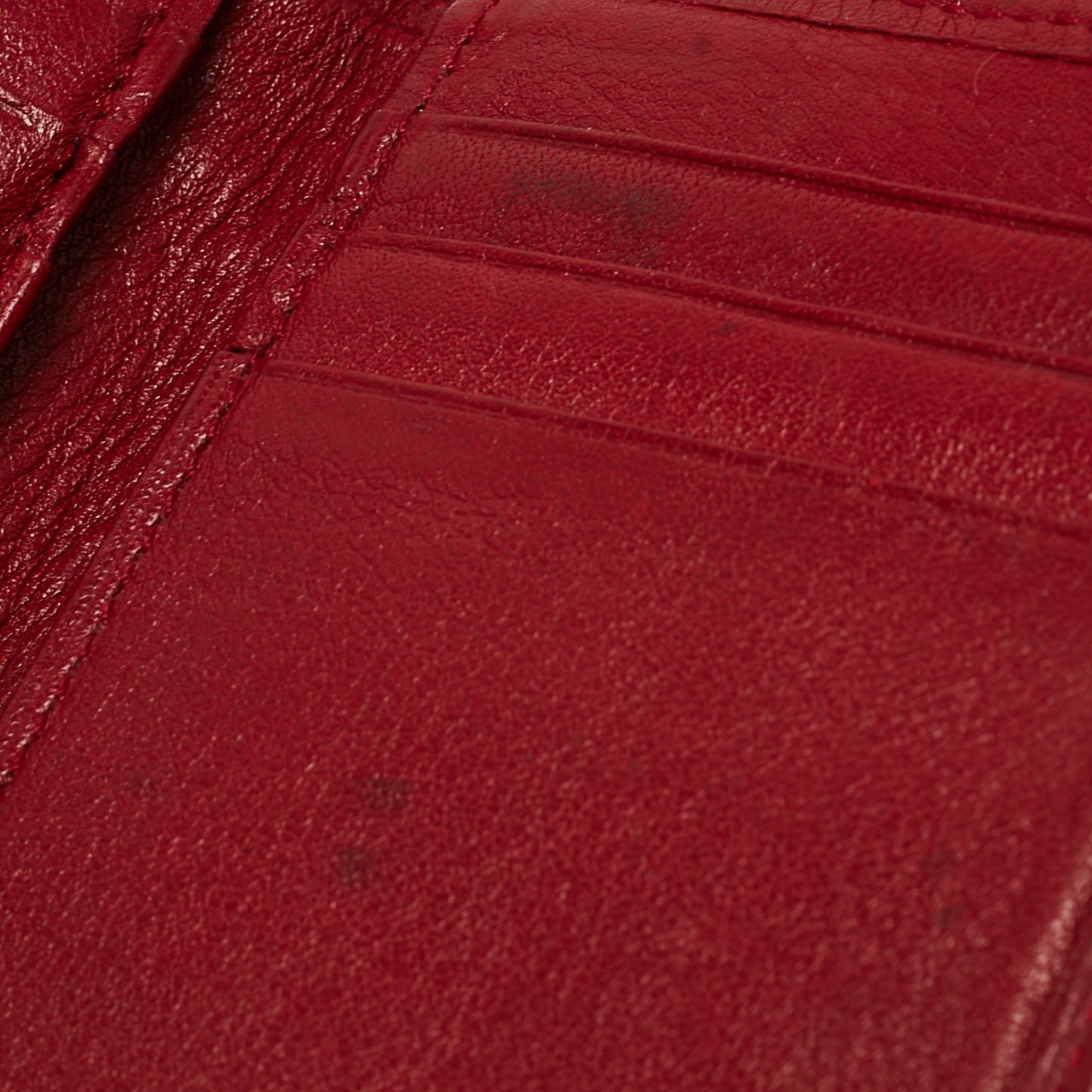 CHANEL Red Quilted Leather Vintage Bifold Card Holder