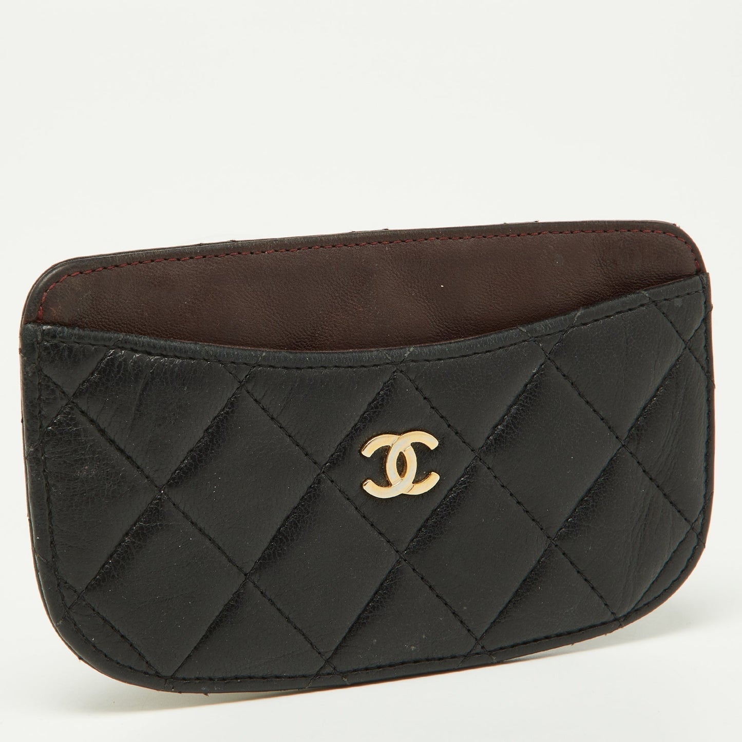 CHANEL Black Quilted Leather Card Holder