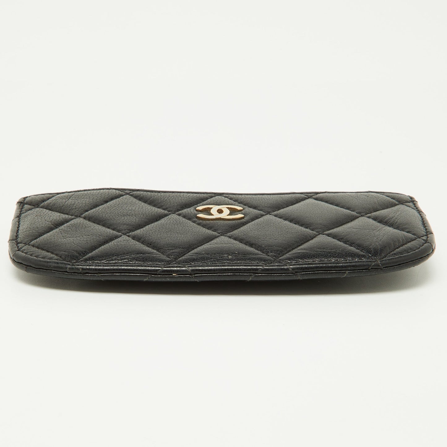CHANEL Black Quilted Leather Card Holder