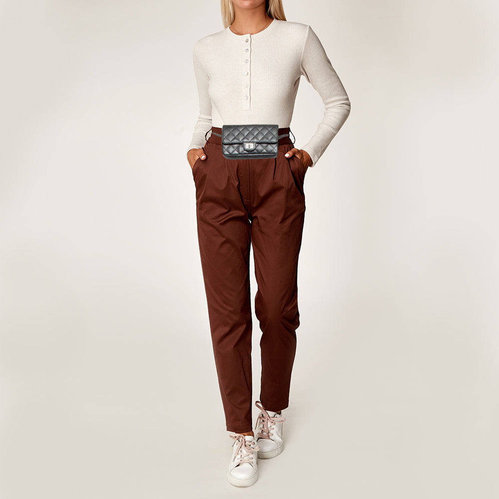 CHANEL Grey Quilted Leather Reissue 2.55 Waist Belt Bag
