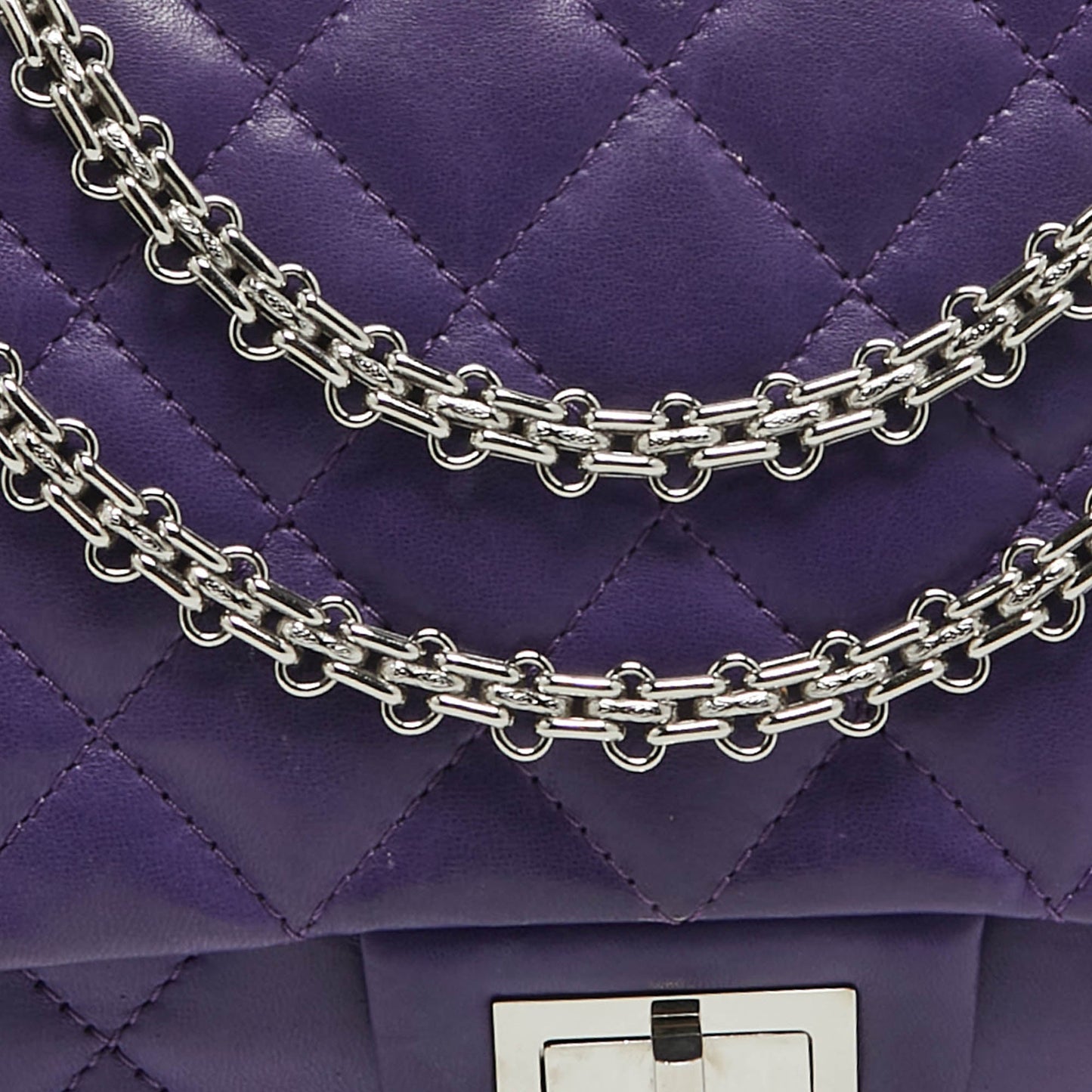 CHANEL Purple Quilted Leather 227 Reissue 2.55 Flap Bag