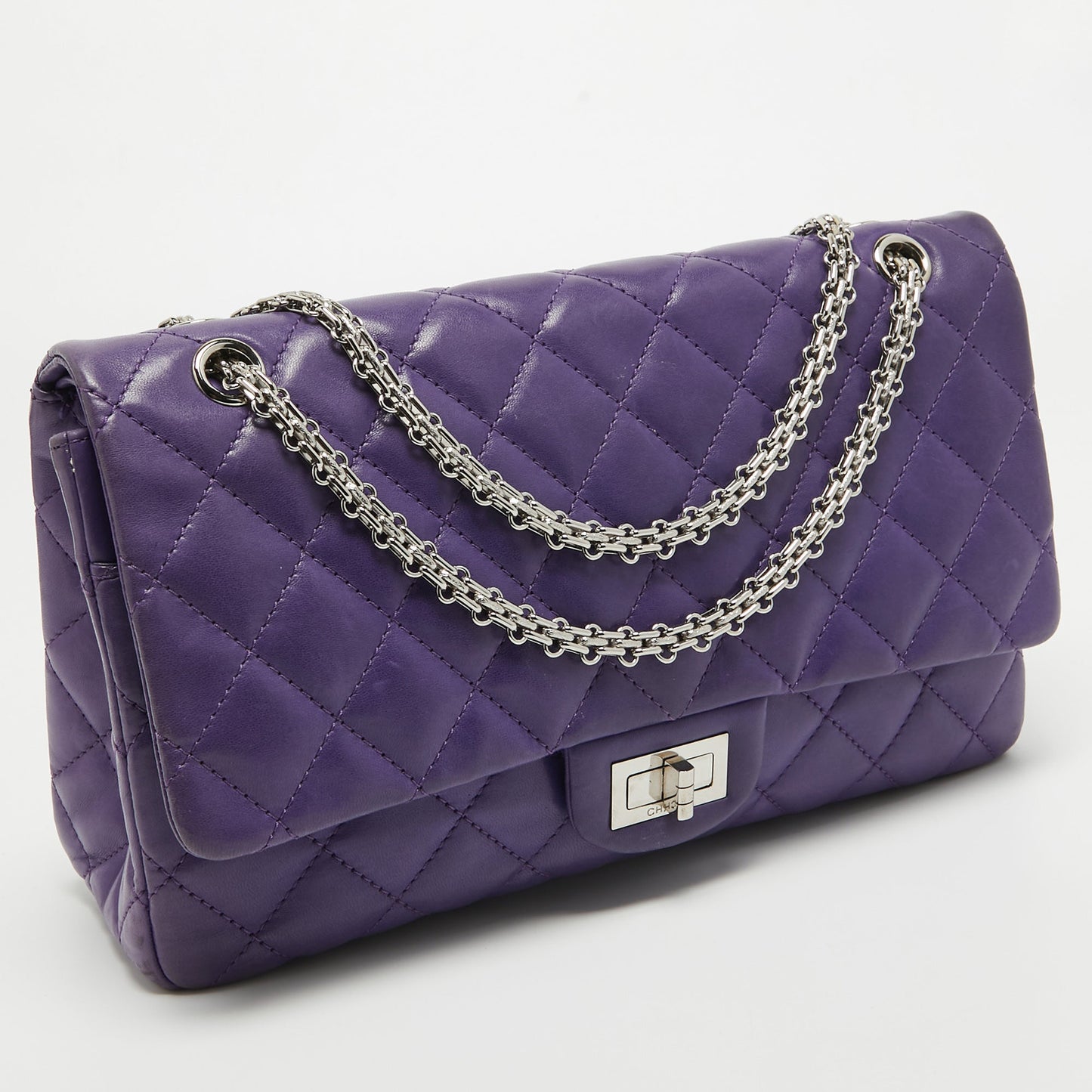 CHANEL Purple Quilted Leather 227 Reissue 2.55 Flap Bag