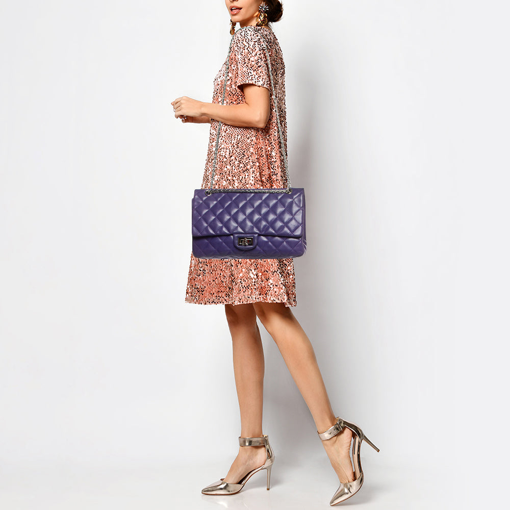 CHANEL Purple Quilted Leather 227 Reissue 2.55 Flap Bag
