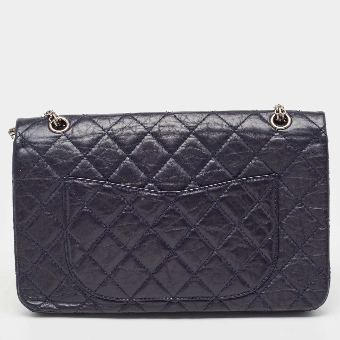 CHANEL Navy Blue Quilted Aged Leather 227 Reissue 2.55 Flap Bag