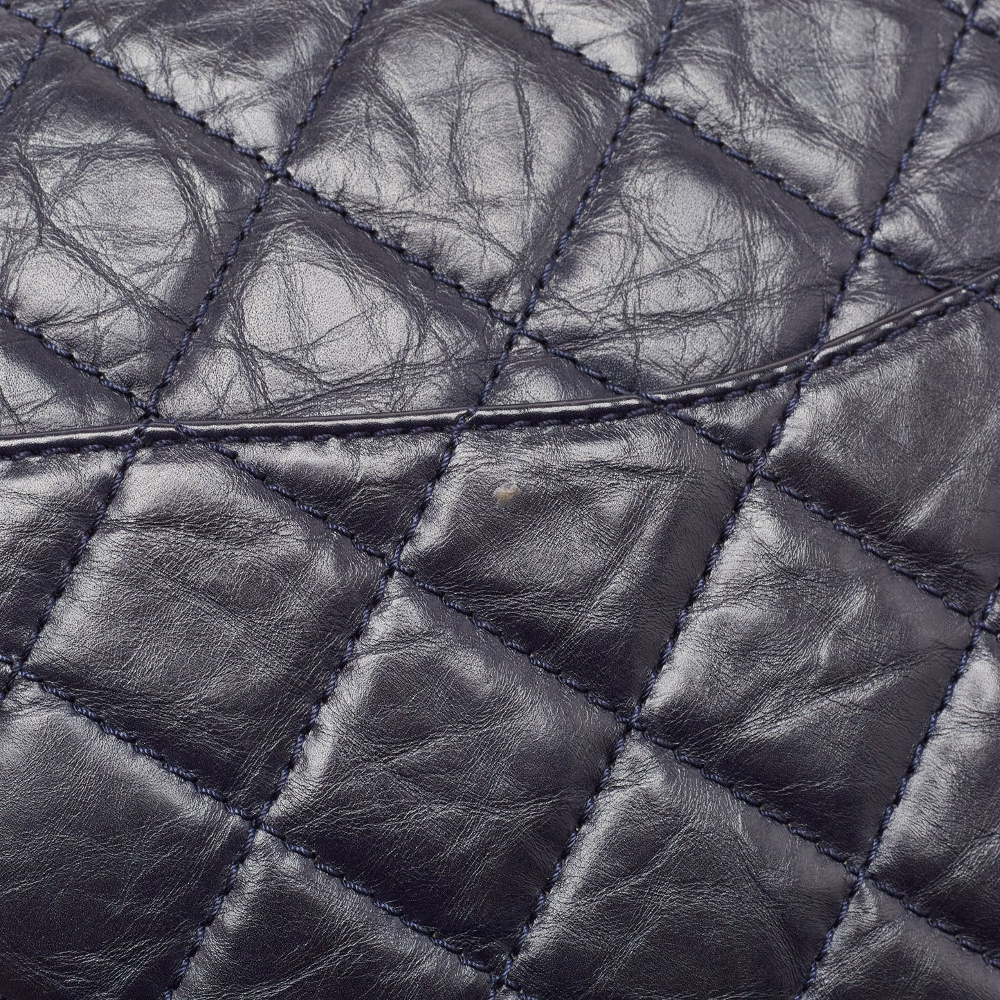 CHANEL Navy Blue Quilted Aged Leather 227 Reissue 2.55 Flap Bag