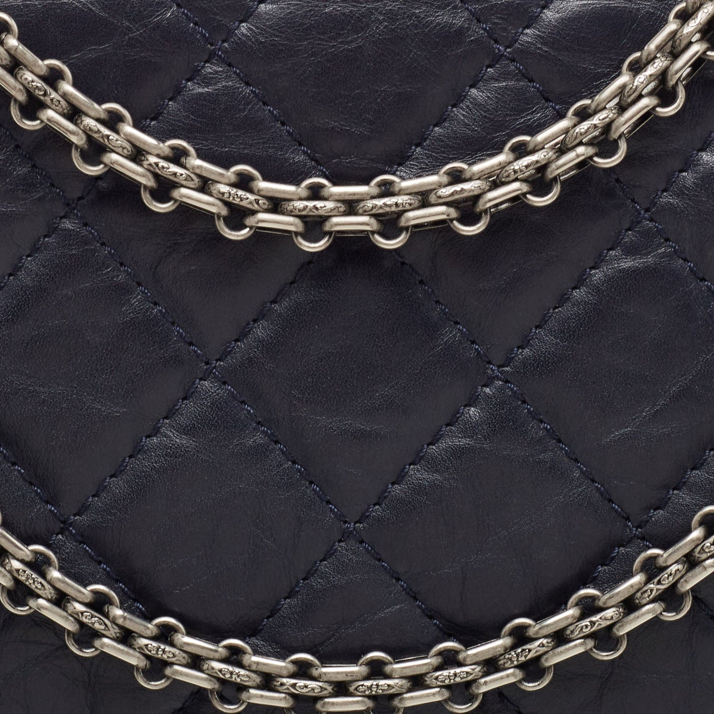 CHANEL Navy Blue Quilted Aged Leather 227 Reissue 2.55 Flap Bag
