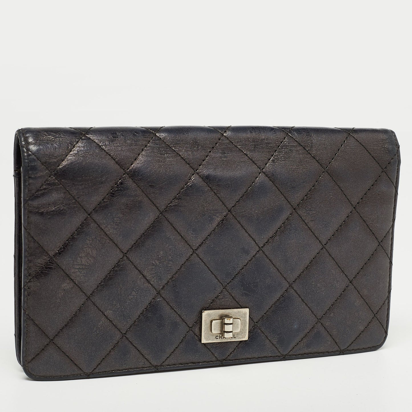 CHANEL Black Quilted Leather Reissue Continental Wallet