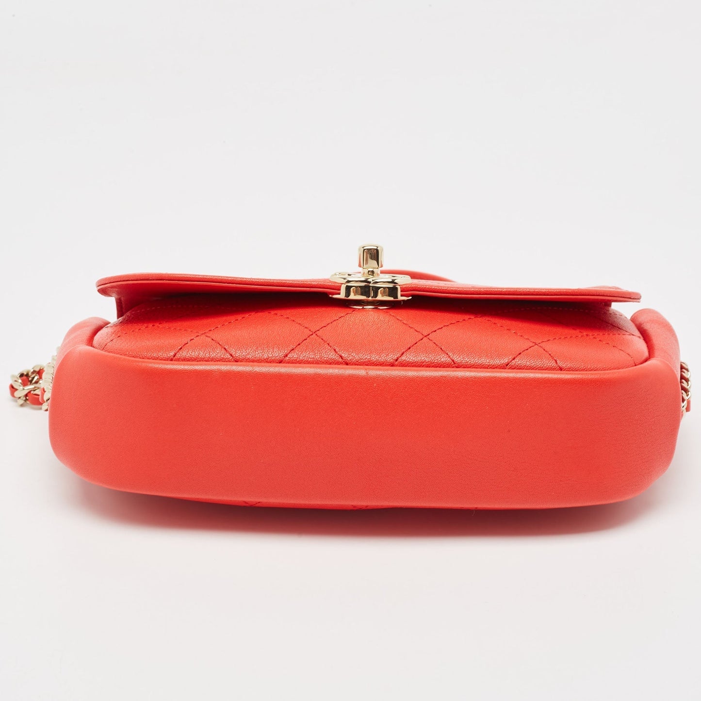 CHANEL Red Quilted Leather Small Casual Trip Flap Bag
